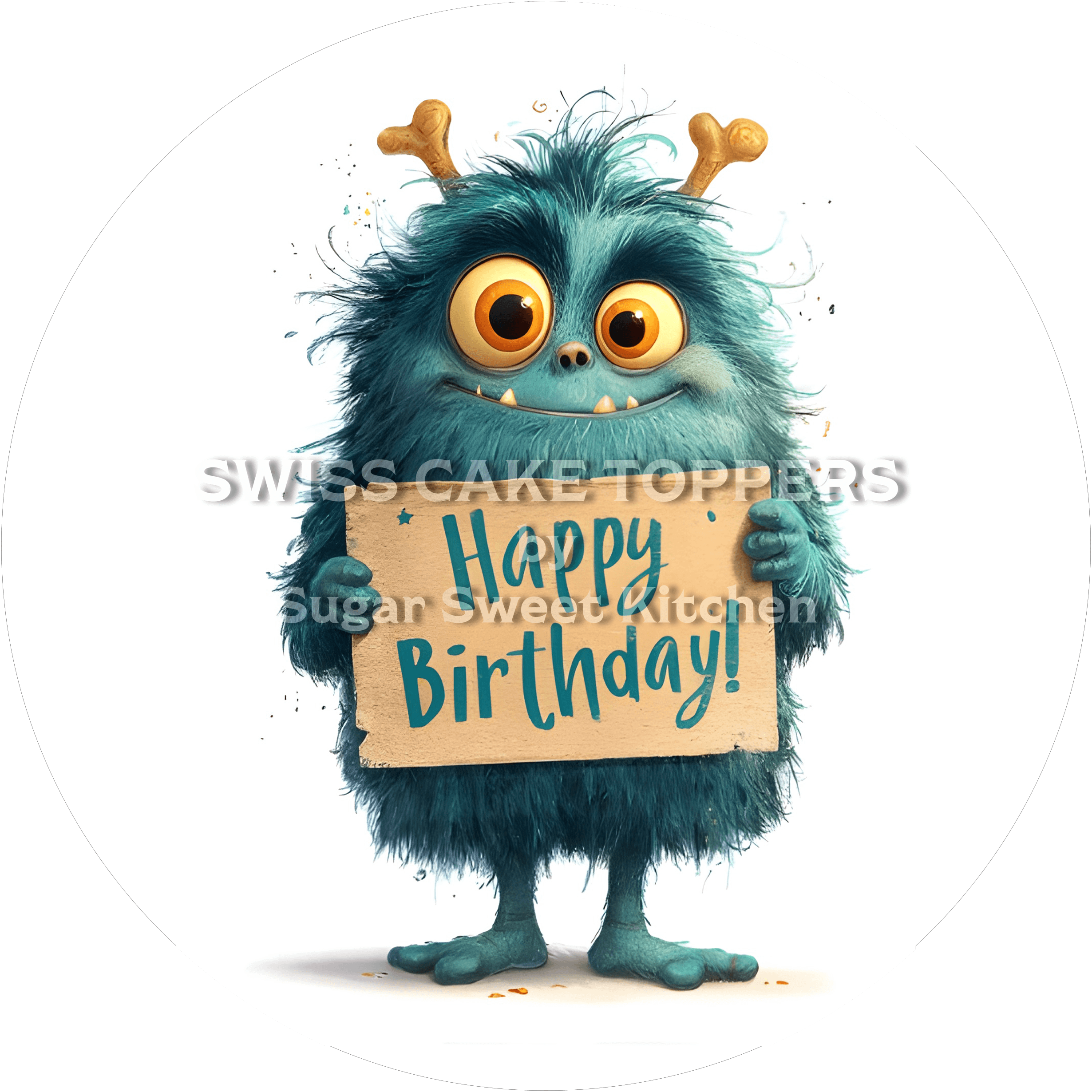 Tortenaufleger lustiges Monster2 - personalisierbar - Fondant- Torten- & Cupcakeaufleger Sugar Sweet Kitchen