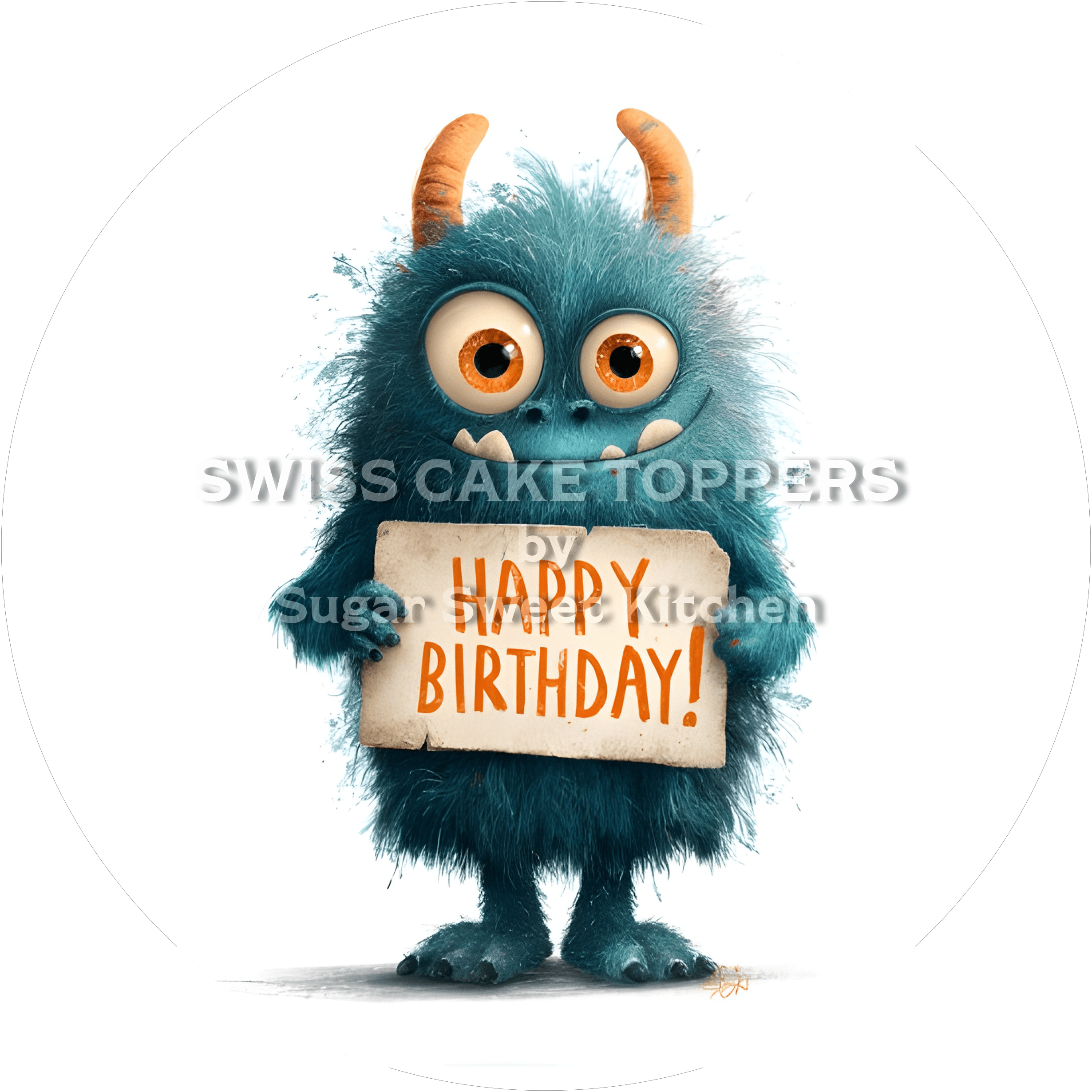 Tortenaufleger lustiges Monster3 - personalisierbar - Fondant- Torten- & Cupcakeaufleger Sugar Sweet Kitchen
