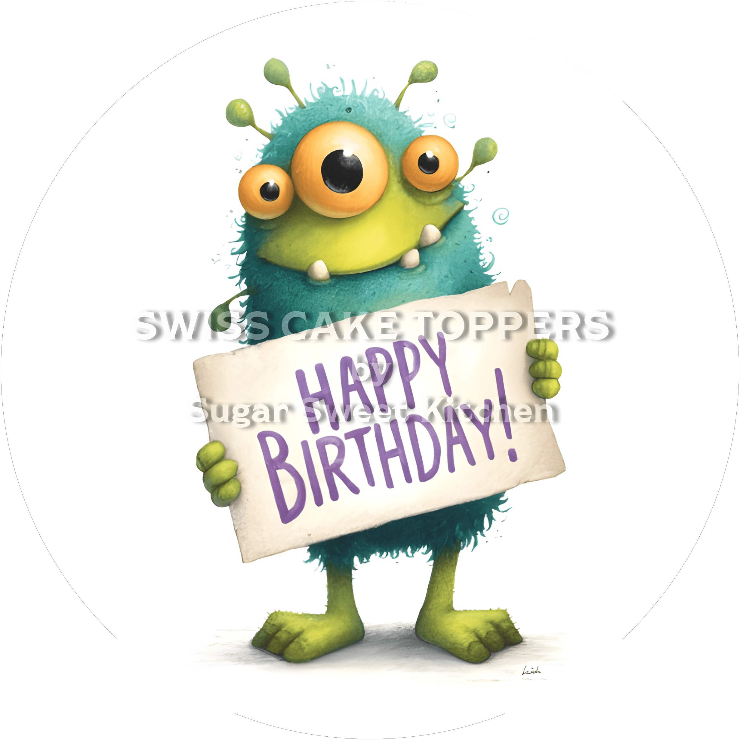 Tortenaufleger lustiges Monster5 - personalisierbar - Fondant- Torten- & Cupcakeaufleger Sugar Sweet Kitchen