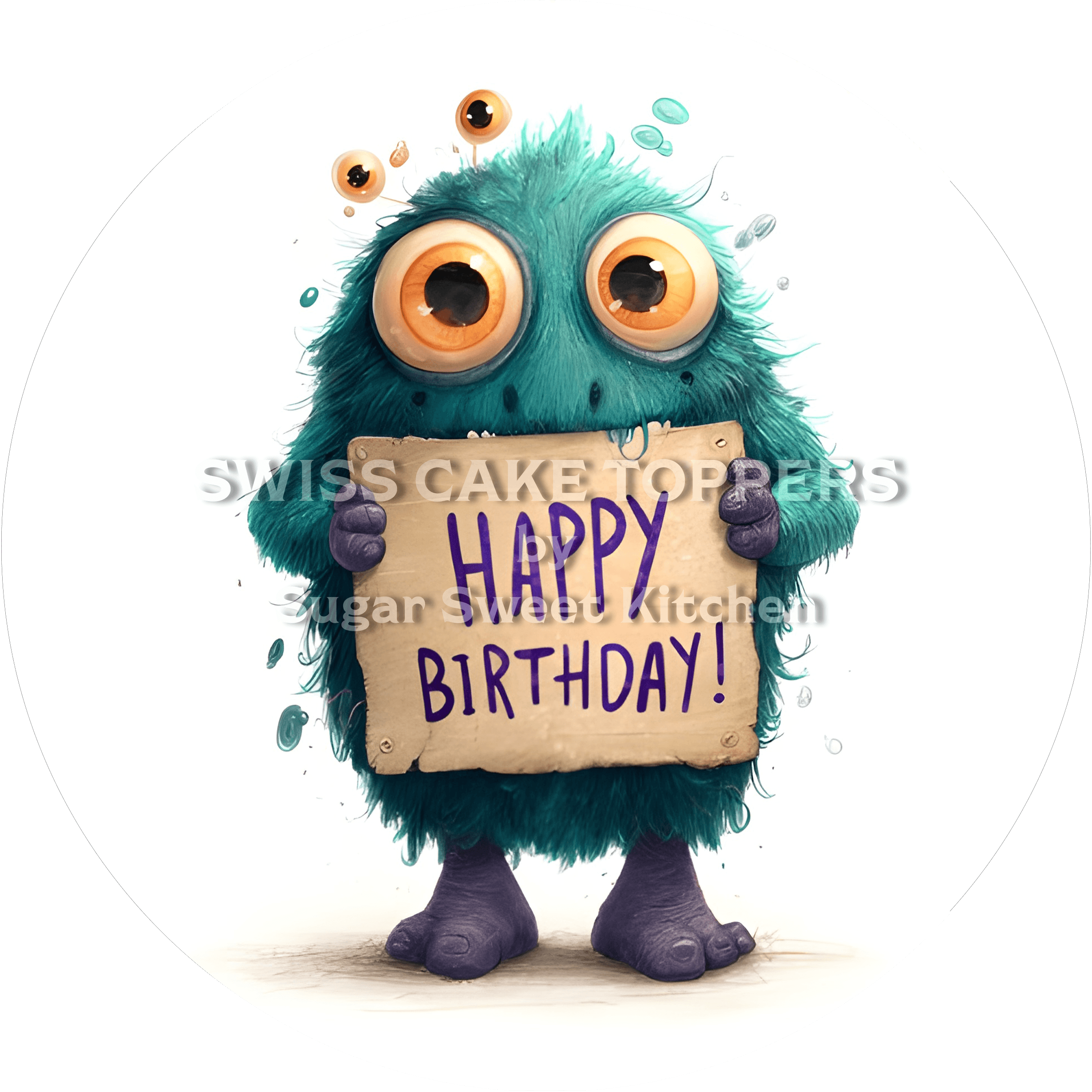 Tortenaufleger lustiges Monster9 - personalisierbar - Fondant- Torten- & Cupcakeaufleger Sugar Sweet Kitchen