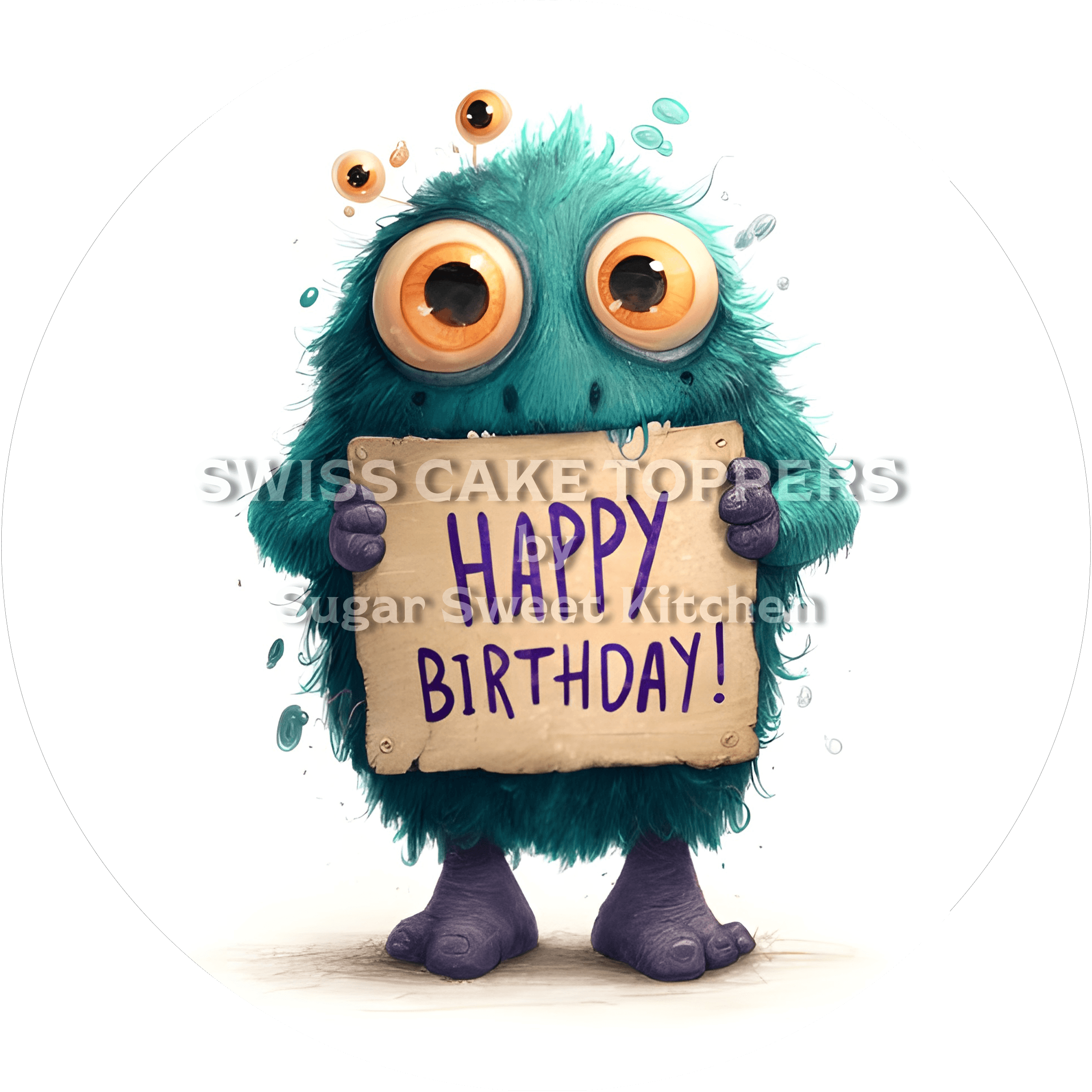 Tortenaufleger lustiges Monster9 - personalisierbar - Fondant- Torten- & Cupcakeaufleger Sugar Sweet Kitchen