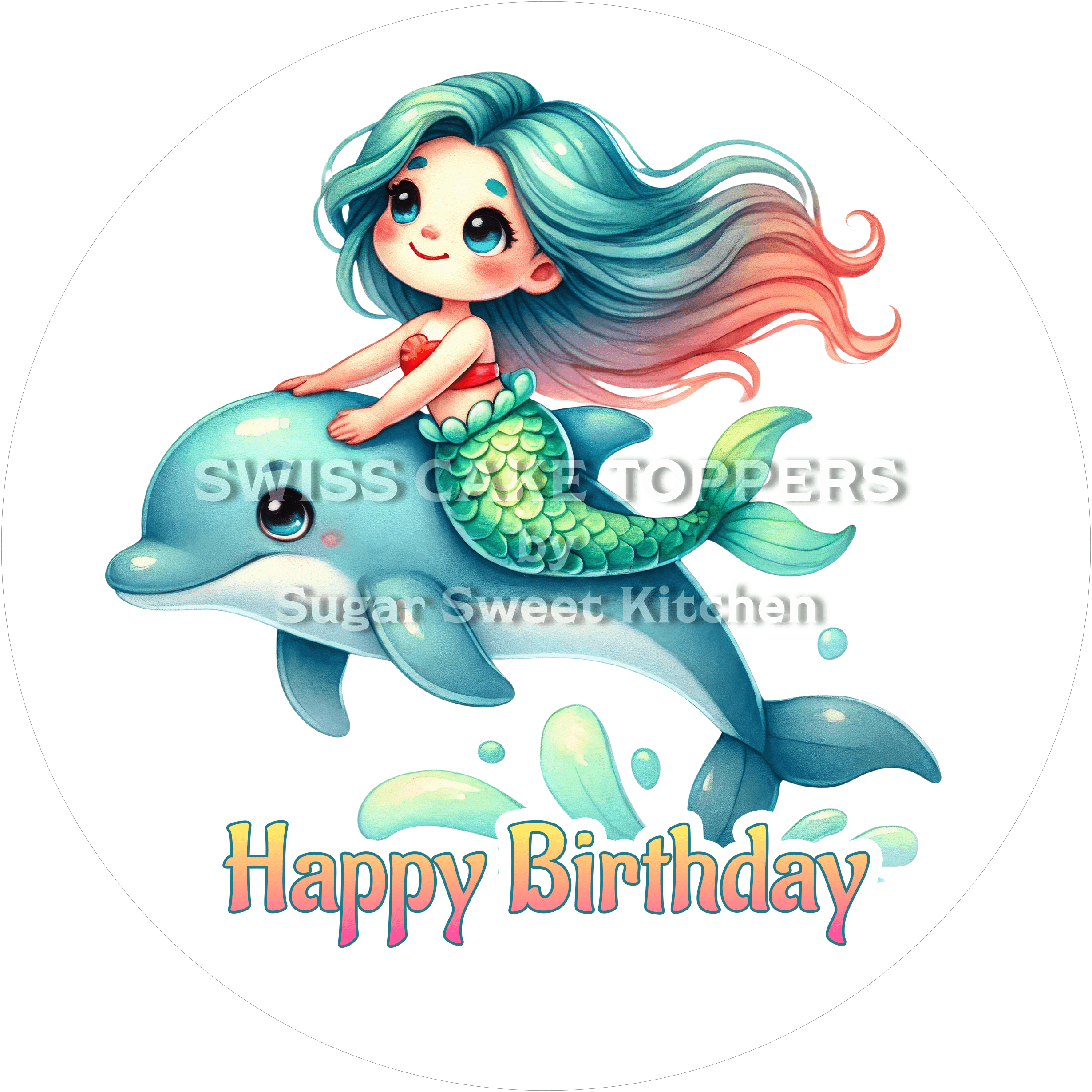Tortenaufleger Meerjungfrau10 - personalisierbar - Fondant- Torten- & Cupcakeaufleger Sugar Sweet Kitchen