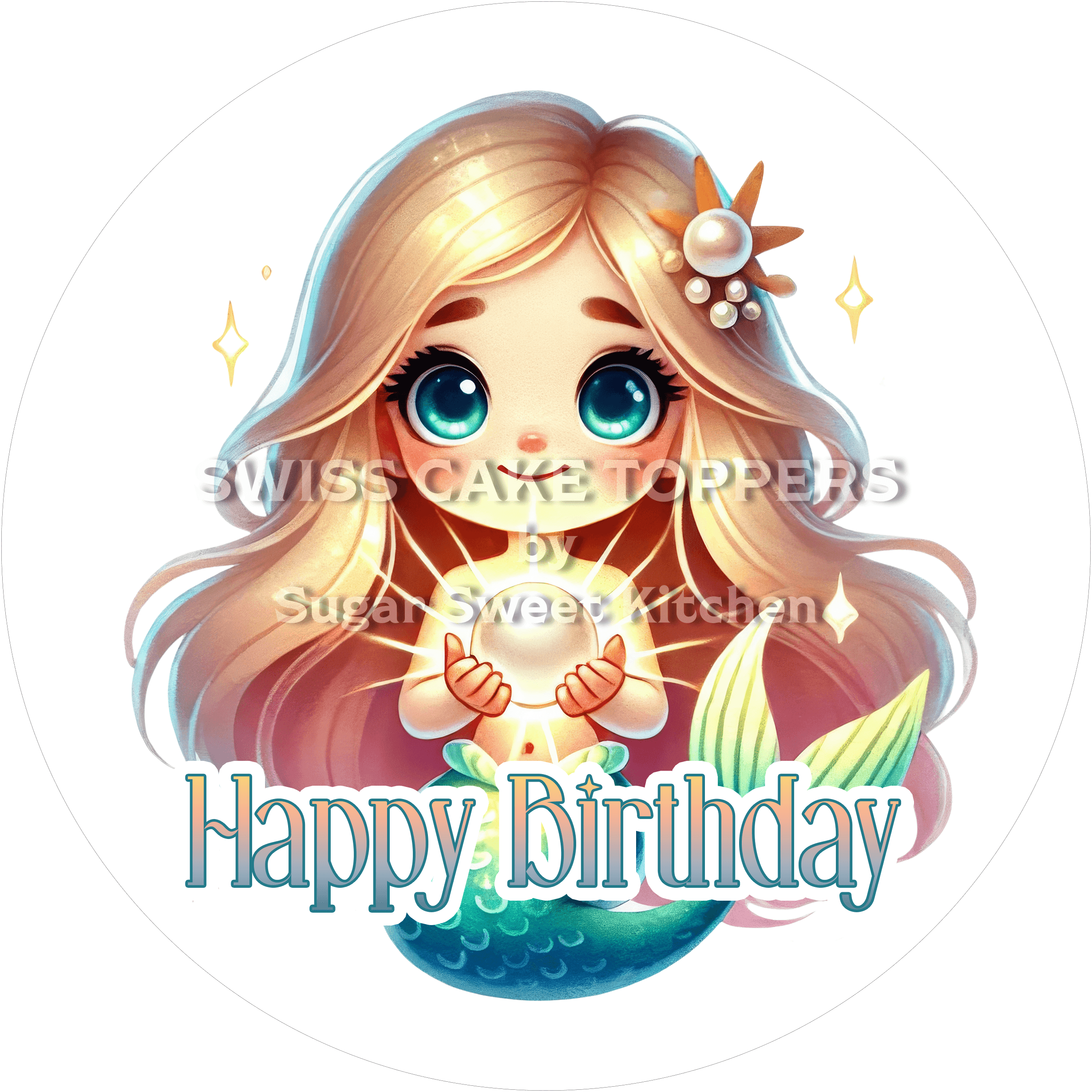Tortenaufleger Meerjungfrau11 - personalisierbar - Fondant- Torten- & Cupcakeaufleger Sugar Sweet Kitchen
