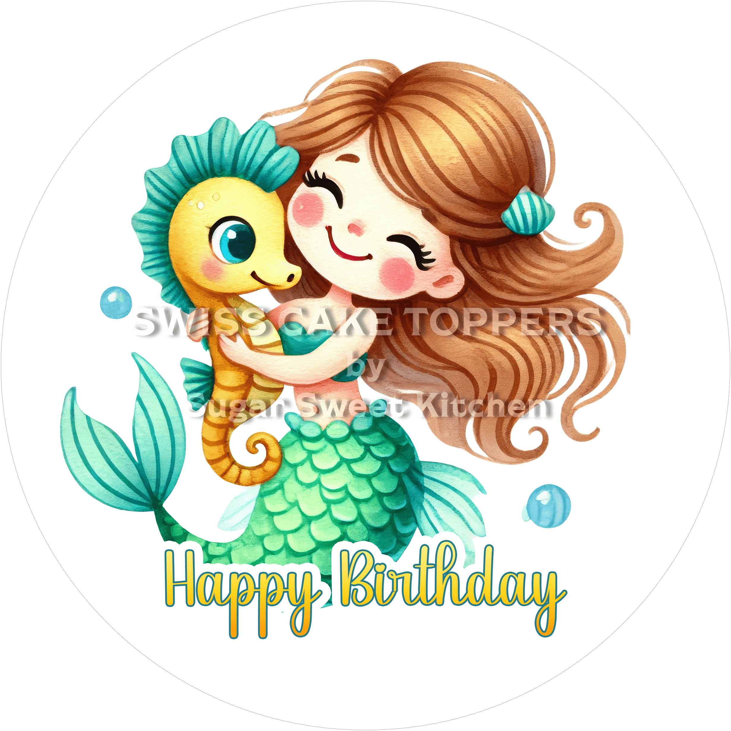Tortenaufleger Meerjungfrau12 - personalisierbar - Fondant- Torten- & Cupcakeaufleger Sugar Sweet Kitchen