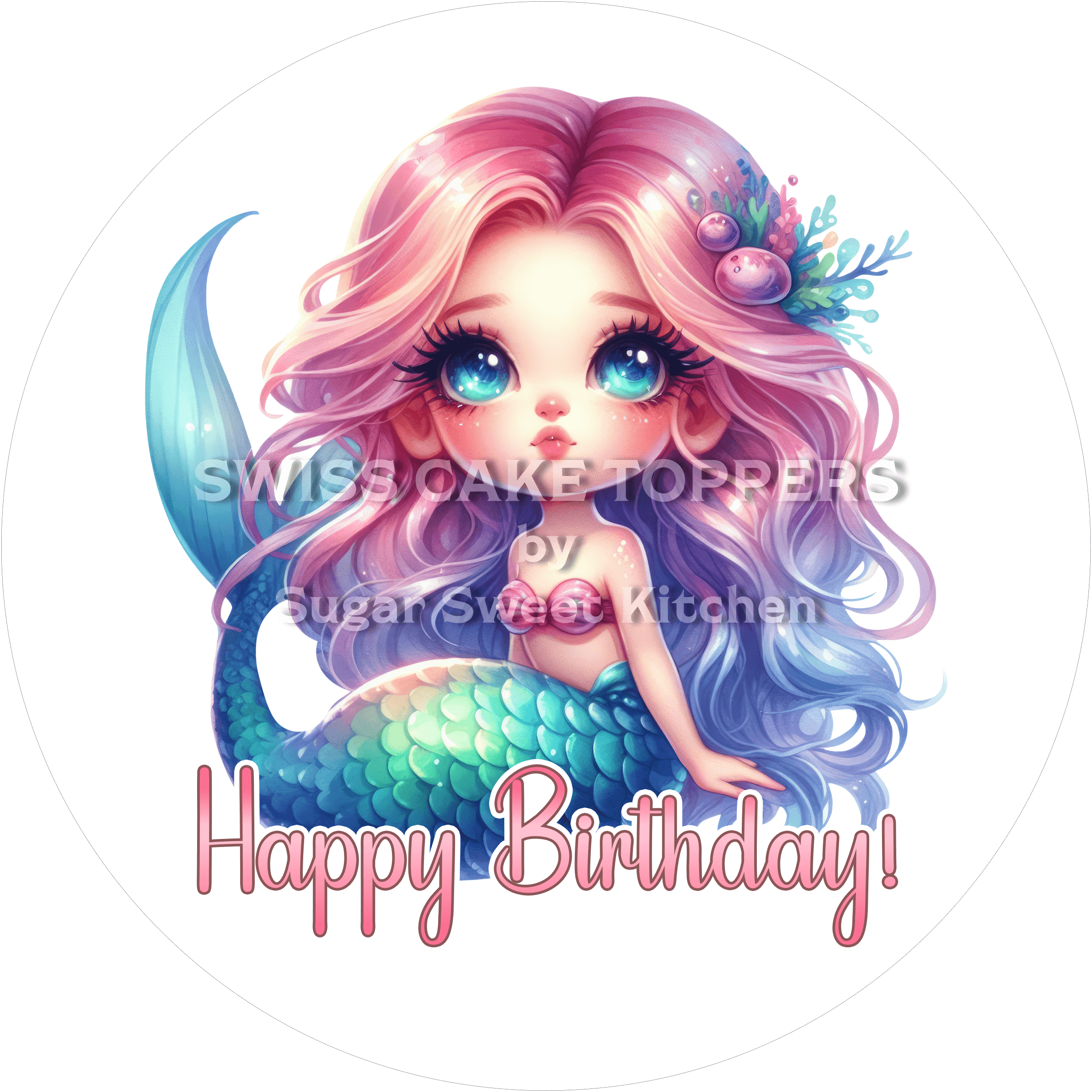 Tortenaufleger Meerjungfrau5 - personalisierbar - Fondant- Torten- & Cupcakeaufleger Sugar Sweet Kitchen
