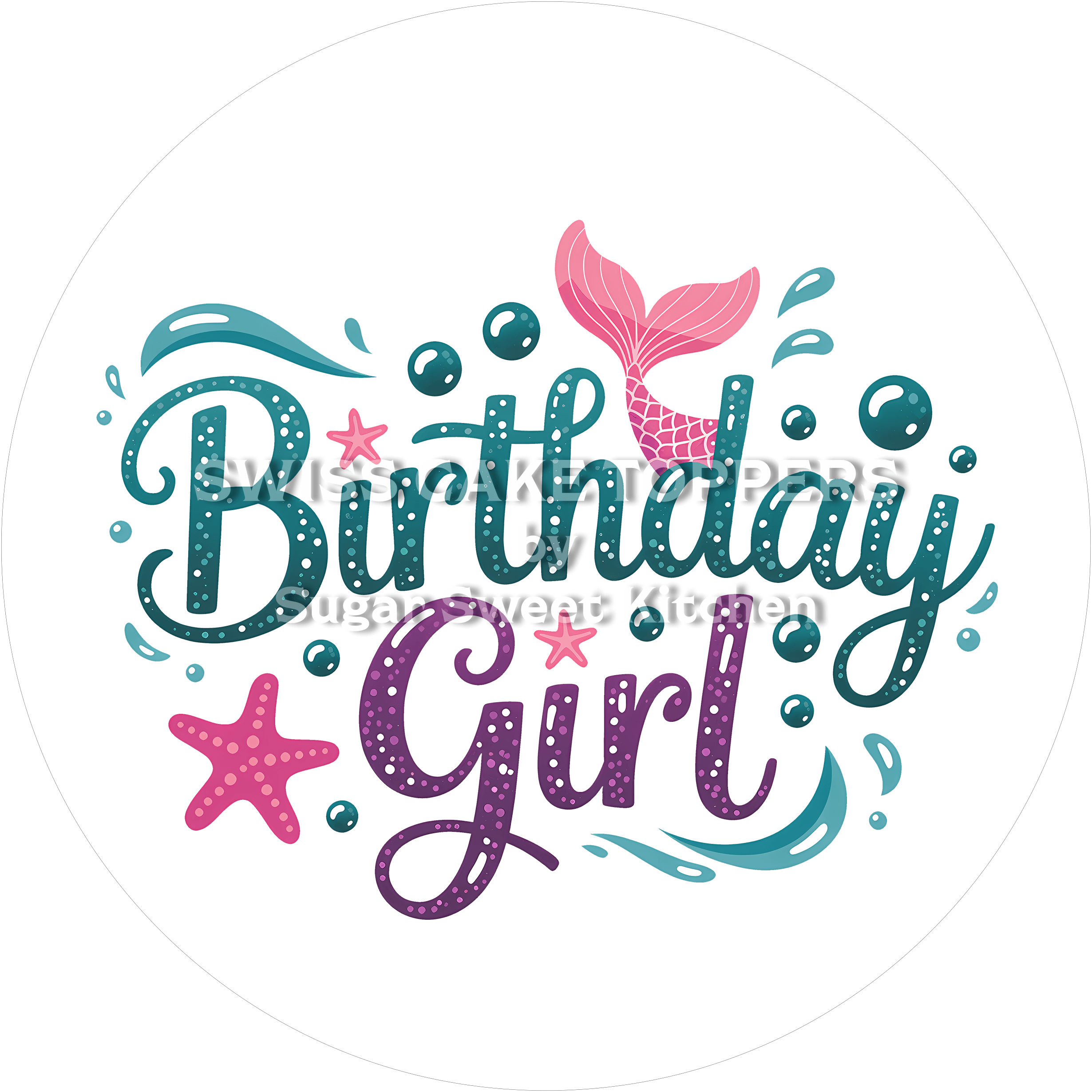 Tortenaufleger Meerjungfrau7 - personalisierbar - Fondant- Torten- & Cupcakeaufleger Sugar Sweet Kitchen