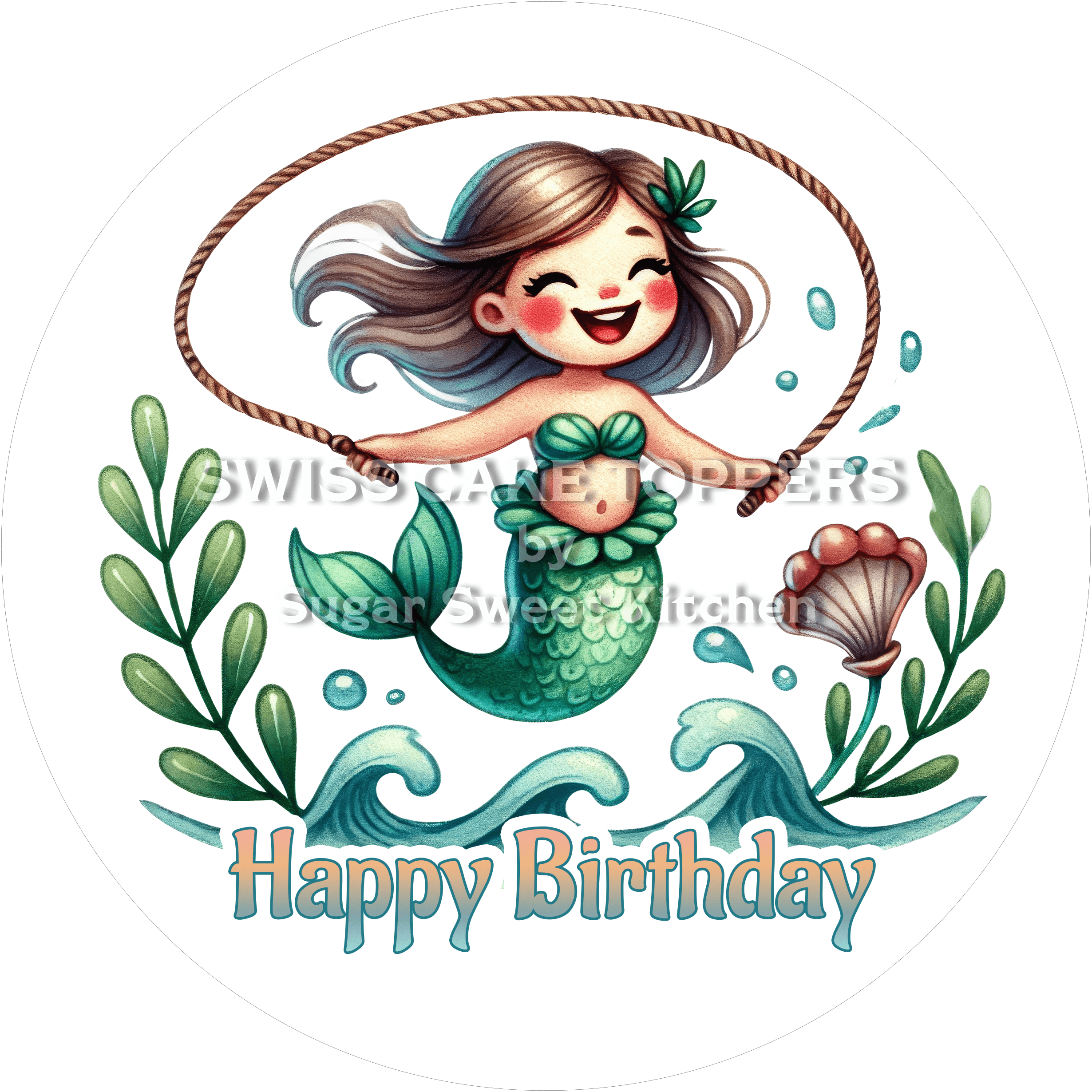 Tortenaufleger Meerjungfrau9 - personalisierbar - Fondant- Torten- & Cupcakeaufleger Sugar Sweet Kitchen