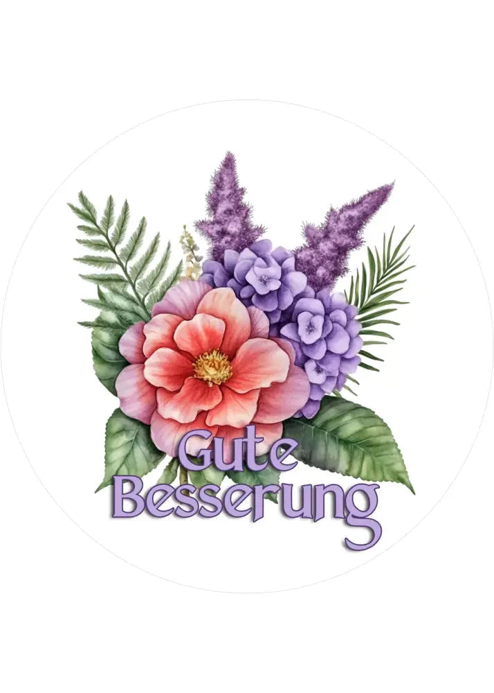 Tortenaufleger mit Genesungswünschen- Flower13 - personalisierbar - Fondant- Torten- & Cupcakeaufleger Sugar Sweet