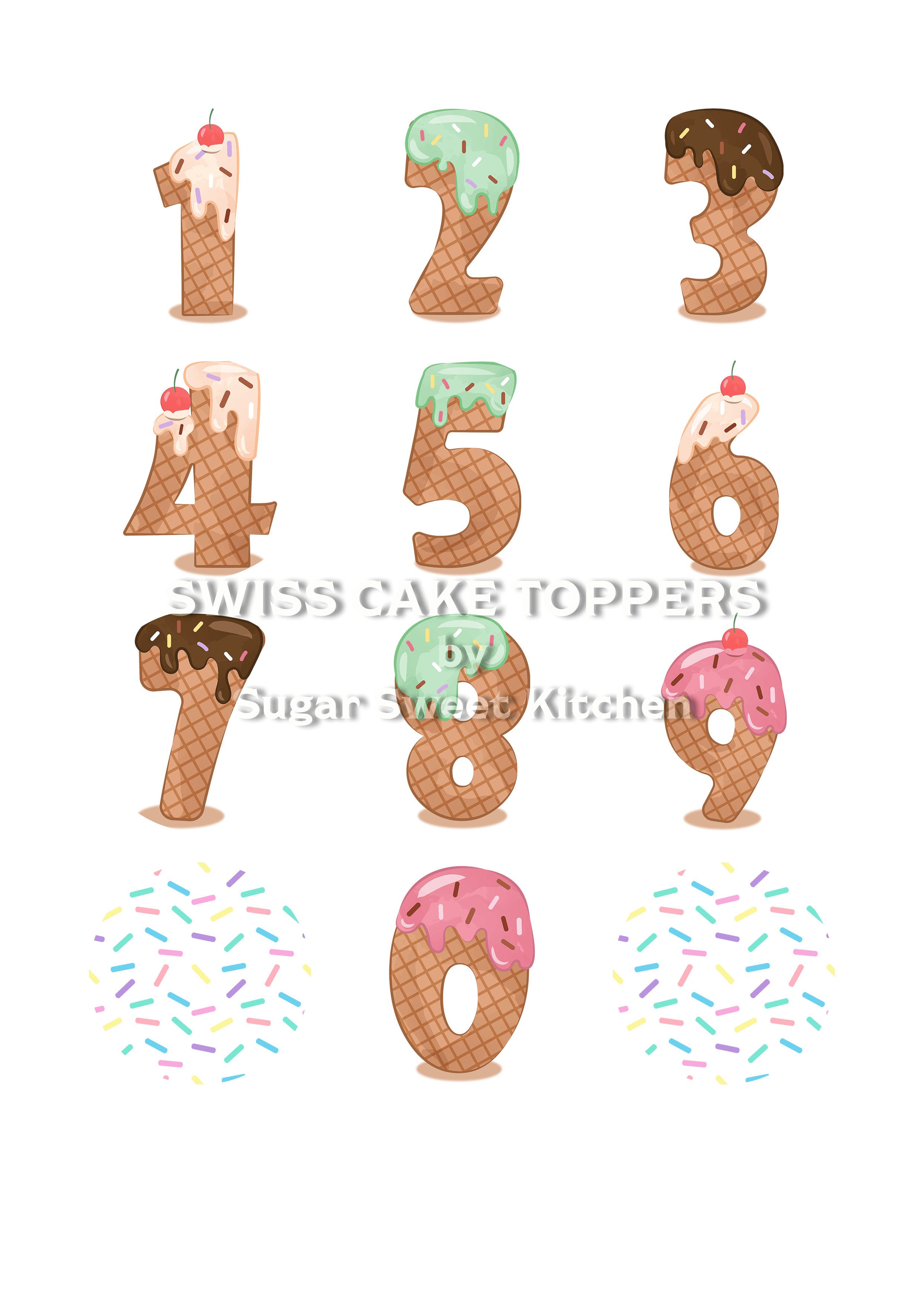 Tortenaufleger mit süssen Zahlen - personalisiert - Fondant- Torten- & Cupcakeaufleger Sugar Sweet Kitchen