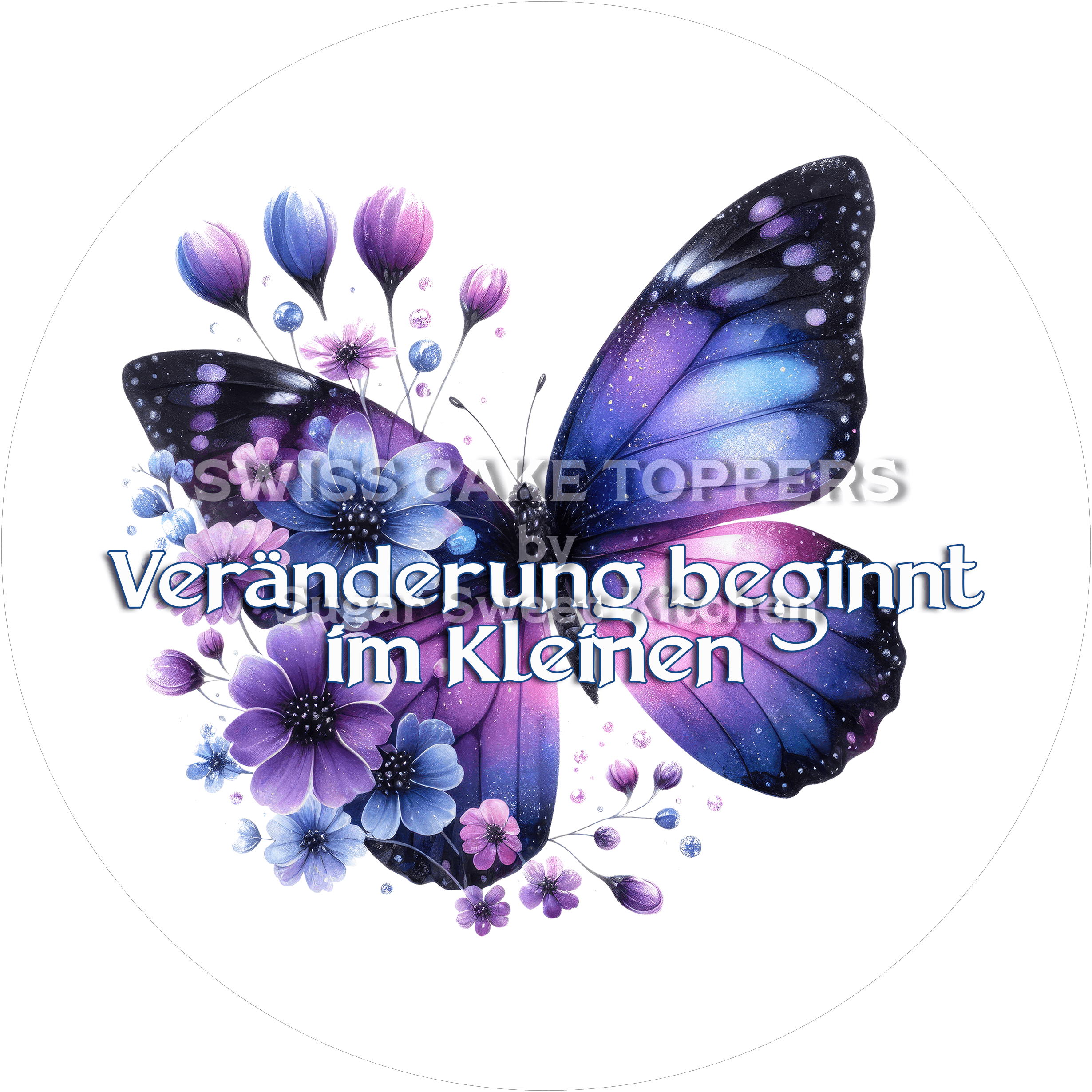 Tortenaufleger mit Zitaten - Flower6 - personalisierbar - Fondant- Torten- & Cupcakeaufleger Sugar Sweet Kitchen
