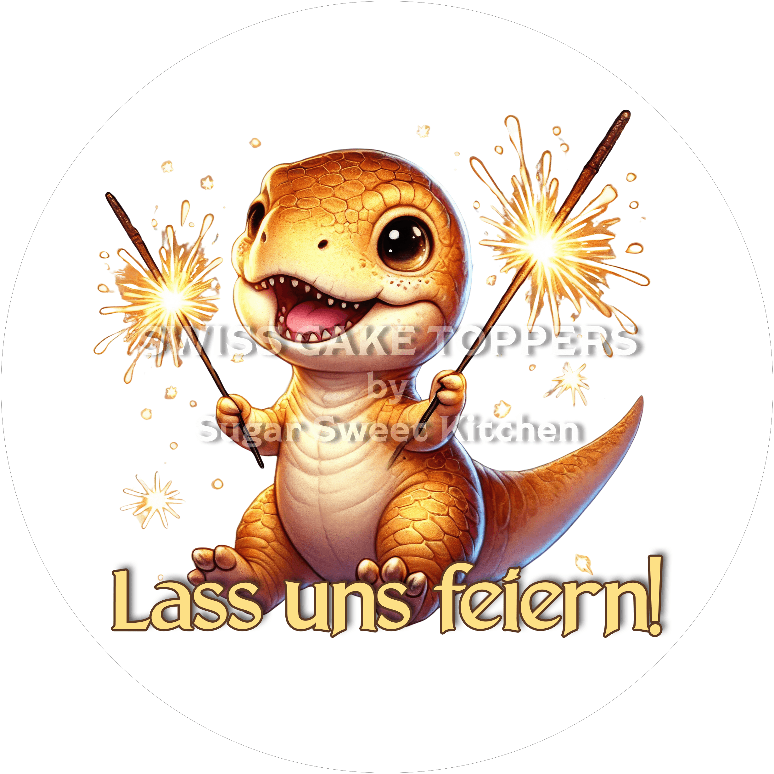 Tortenaufleger niedlicher Dino10 - personalisierbar - Fondant- Torten- & Cupcakeaufleger Sugar Sweet Kitchen