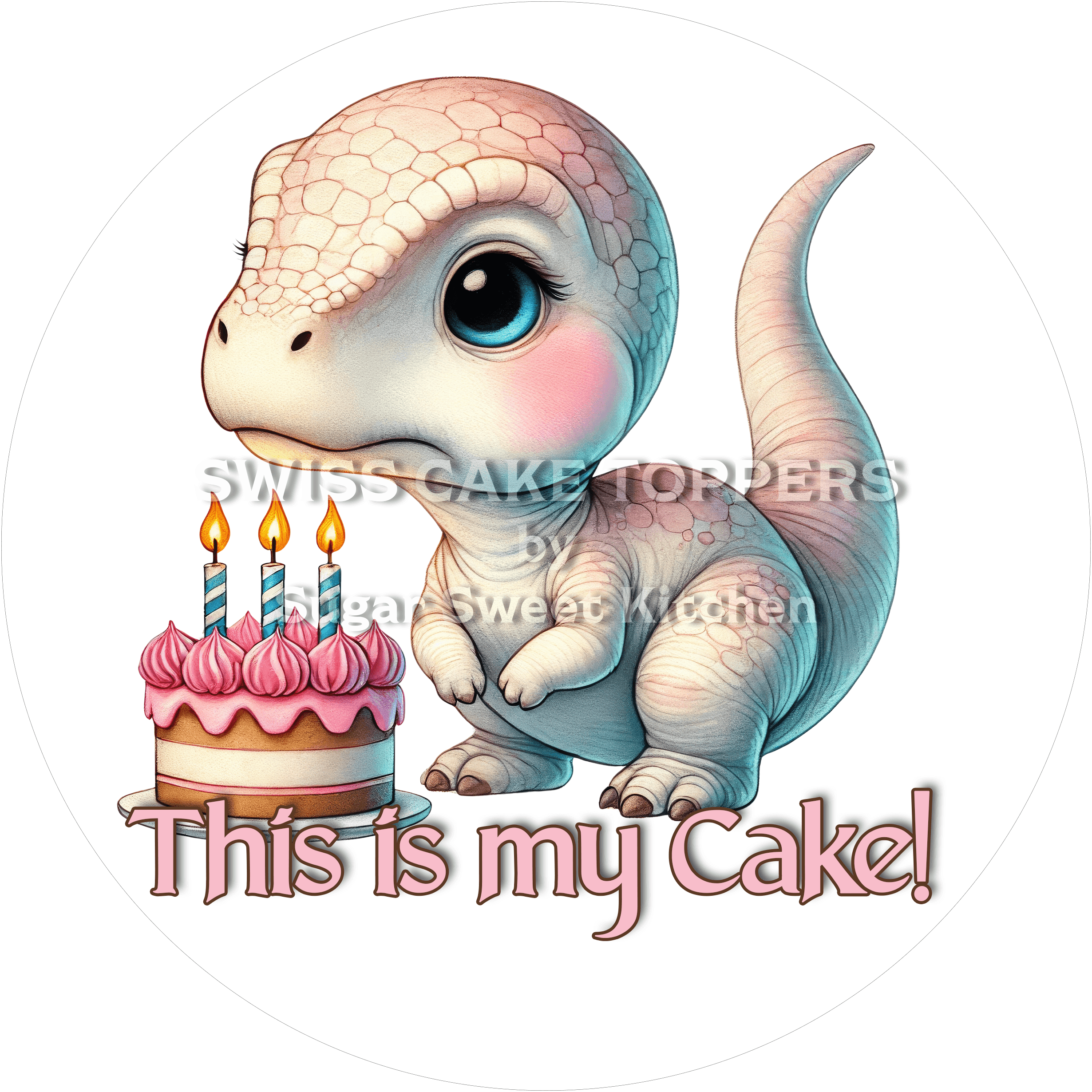 Tortenaufleger niedlicher Dino11 - personalisierbar - Fondant- Torten- & Cupcakeaufleger Sugar Sweet Kitchen