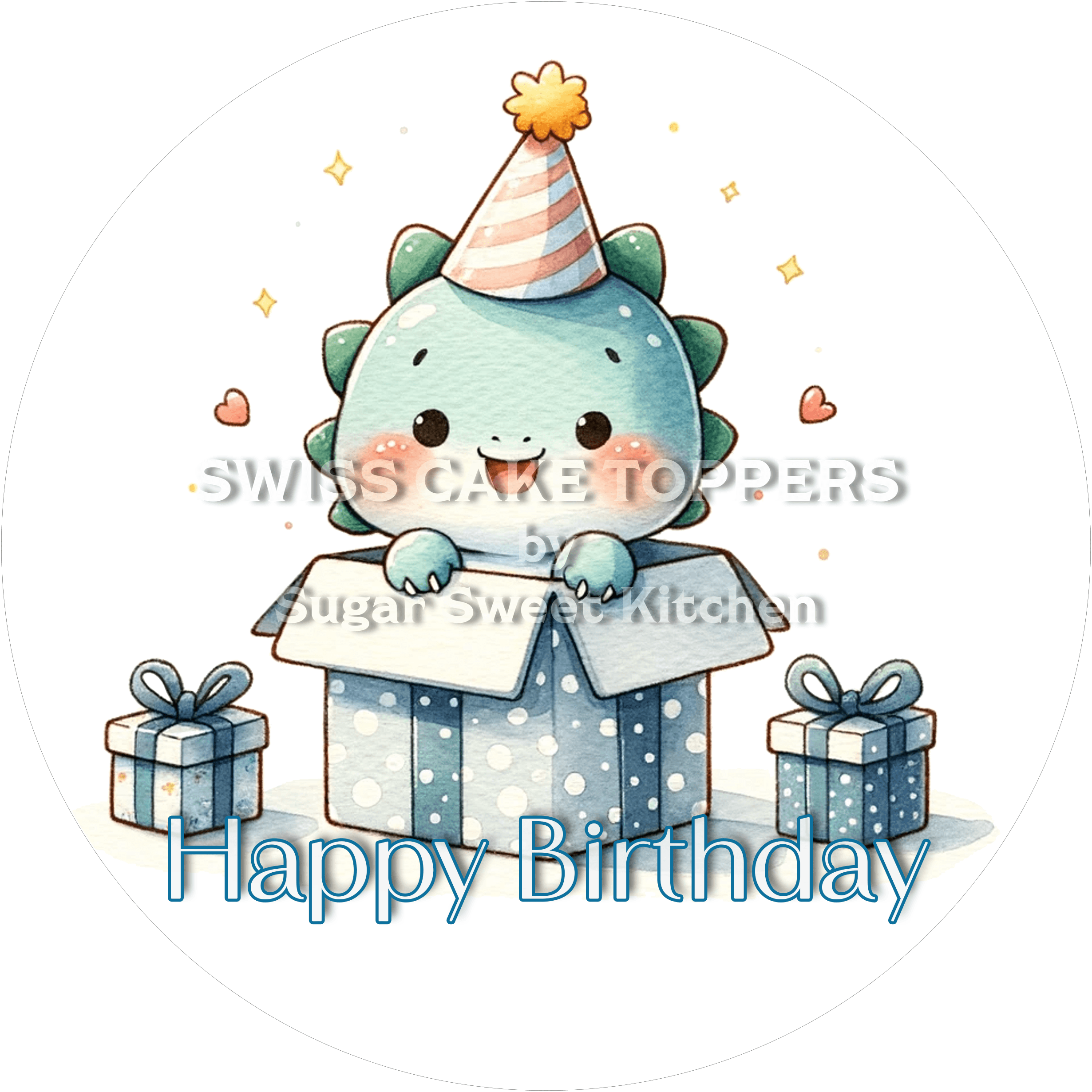 Tortenaufleger niedlicher Dino3 - personalisierbar - Fondant- Torten- & Cupcakeaufleger Sugar Sweet Kitchen