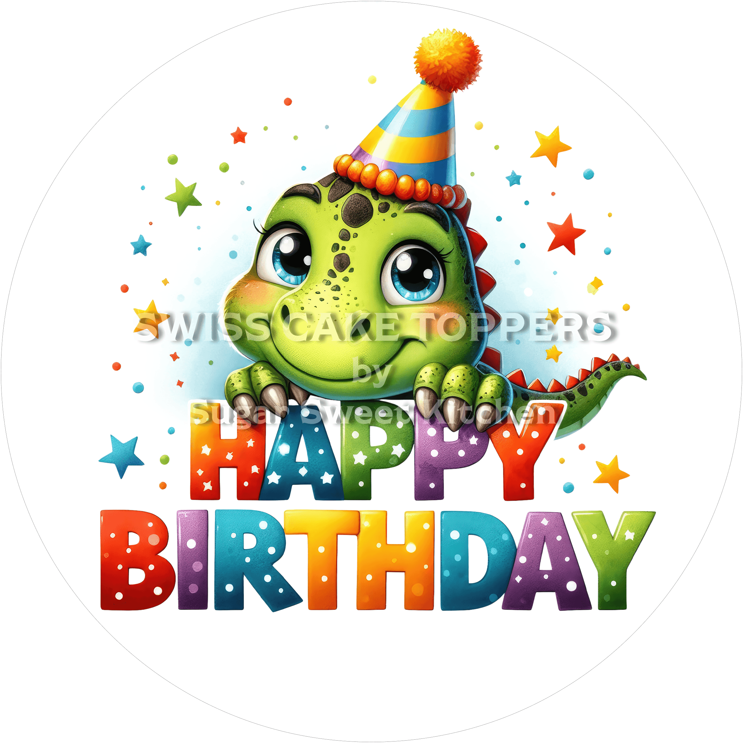 Tortenaufleger niedlicher Dino5 - personalisierbar - Fondant- Torten- & Cupcakeaufleger Sugar Sweet Kitchen