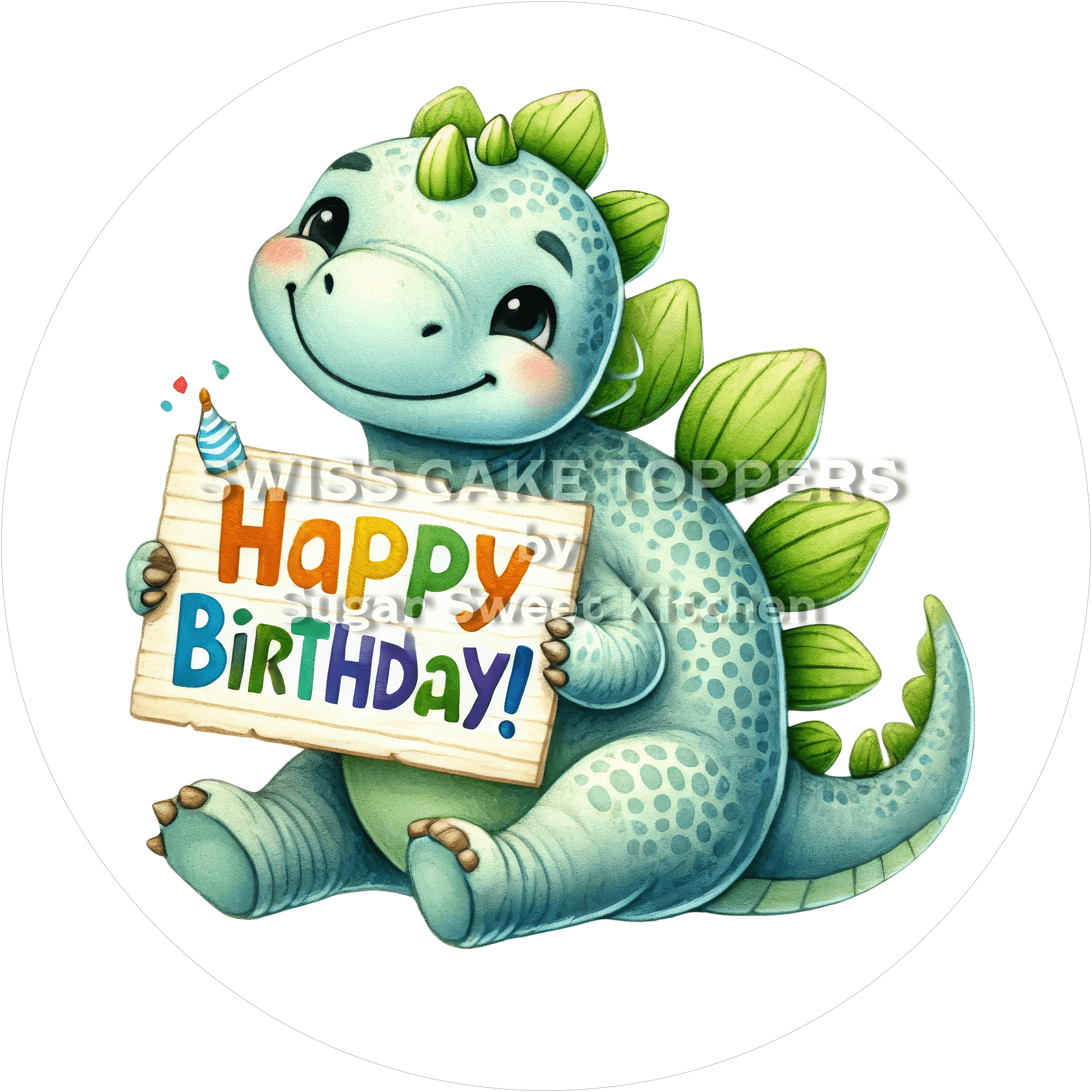Tortenaufleger niedlicher Dino7 - personalisierbar - Fondant- Torten- & Cupcakeaufleger Sugar Sweet Kitchen