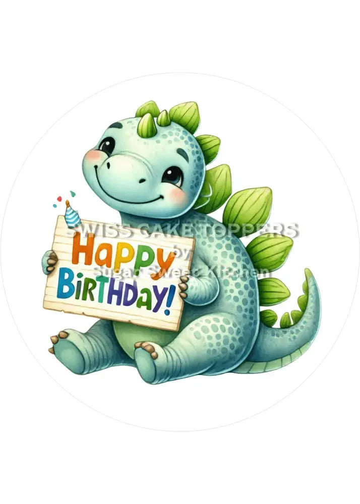 Tortenaufleger niedlicher Dino7 - personalisierbar - Fondant- Torten- & Cupcakeaufleger Sugar Sweet Kitchen