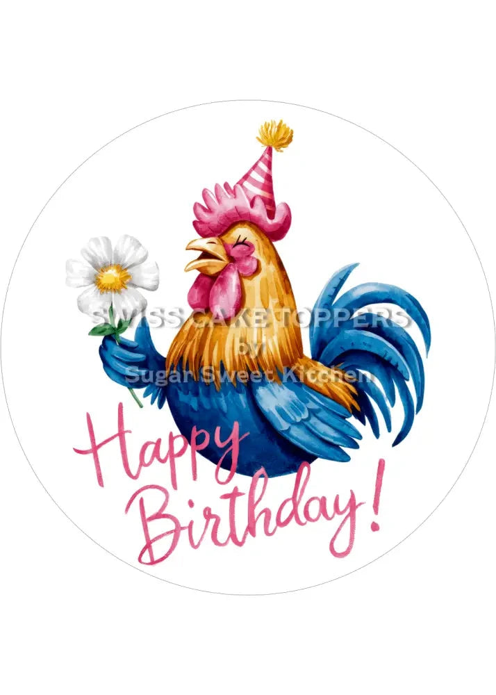 Tortenaufleger niedlicher Hahn1 - personalisierbar - Fondant- Torten- & Cupcakeaufleger Sugar Sweet Kitchen