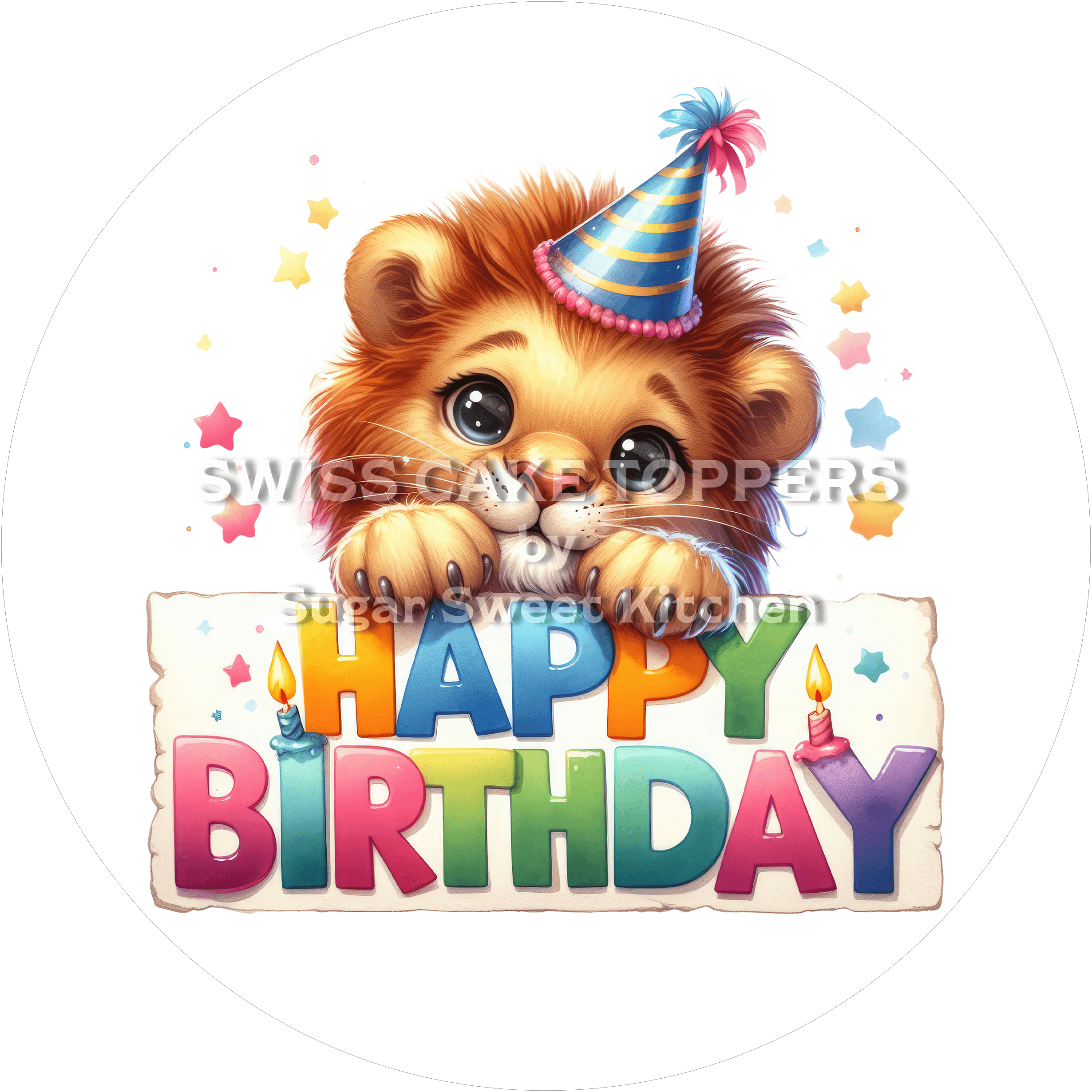 Tortenaufleger niedlicher Löwe2 - personalisierbar - Fondant- Torten- & Cupcakeaufleger Sugar Sweet Kitchen