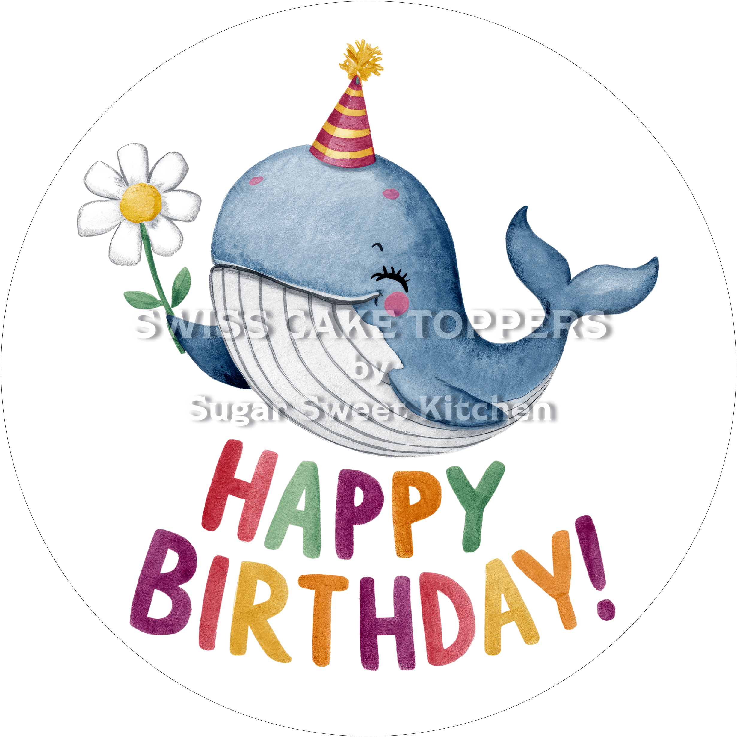 Tortenaufleger niedlicher Wal1 - personalisierbar - Fondant- Torten- & Cupcakeaufleger Sugar Sweet Kitchen