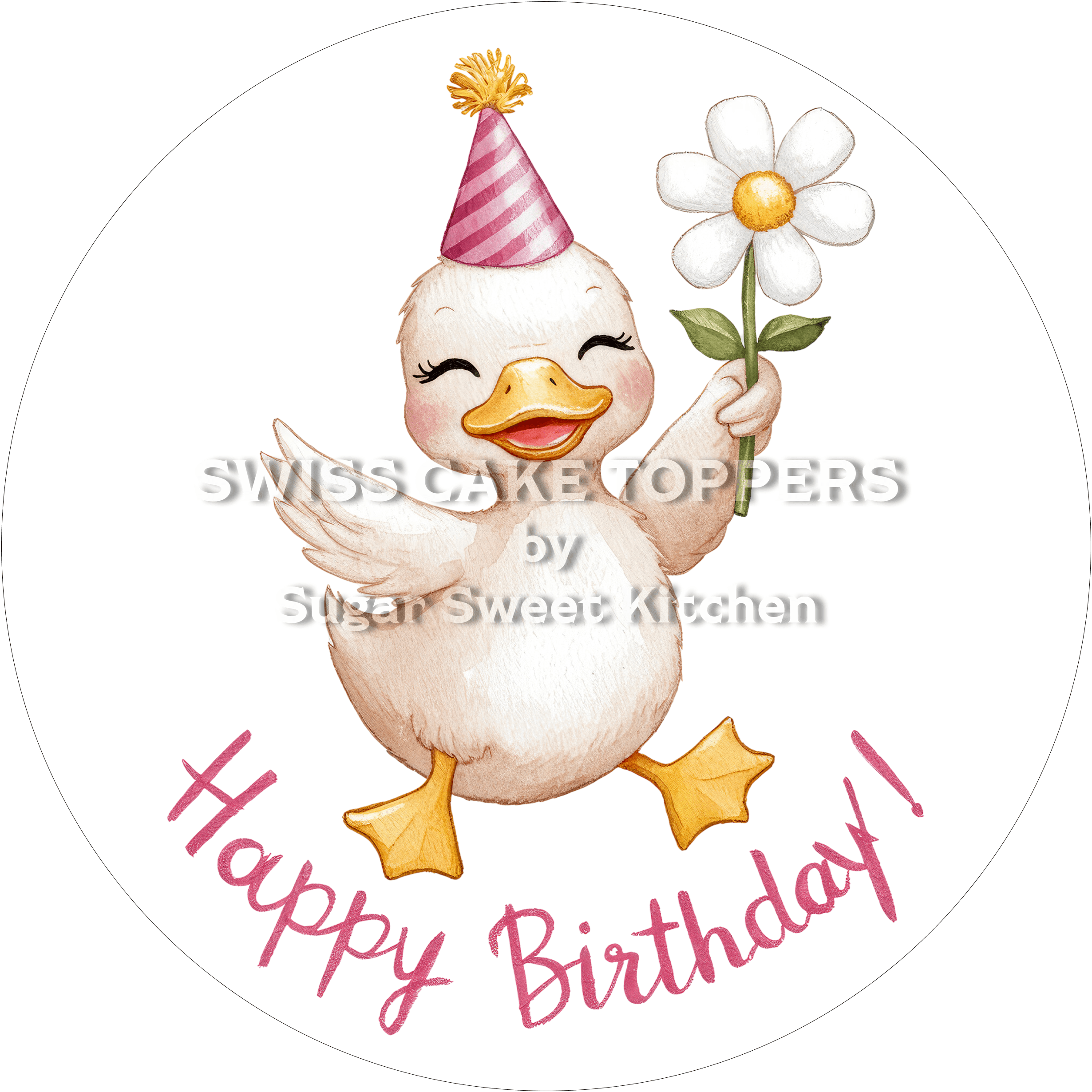 Tortenaufleger süsse Ente1 - personalisierbar - Fondant- Torten- & Cupcakeaufleger Sugar Sweet Kitchen