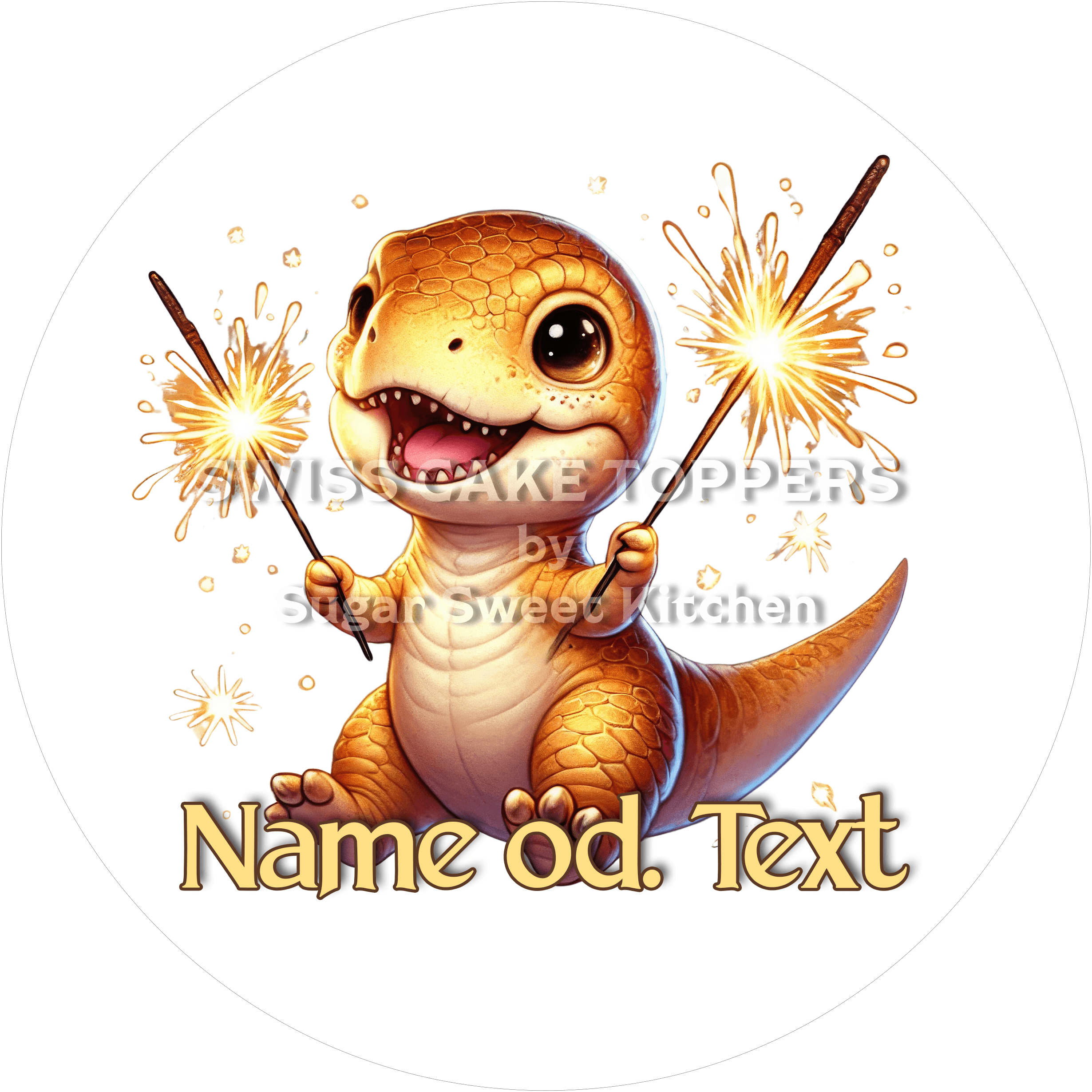 Tortenaufleger süsser Dino10 - personalisiert - Fondant- Torten- & Cupcakeaufleger Sugar Sweet Kitchen