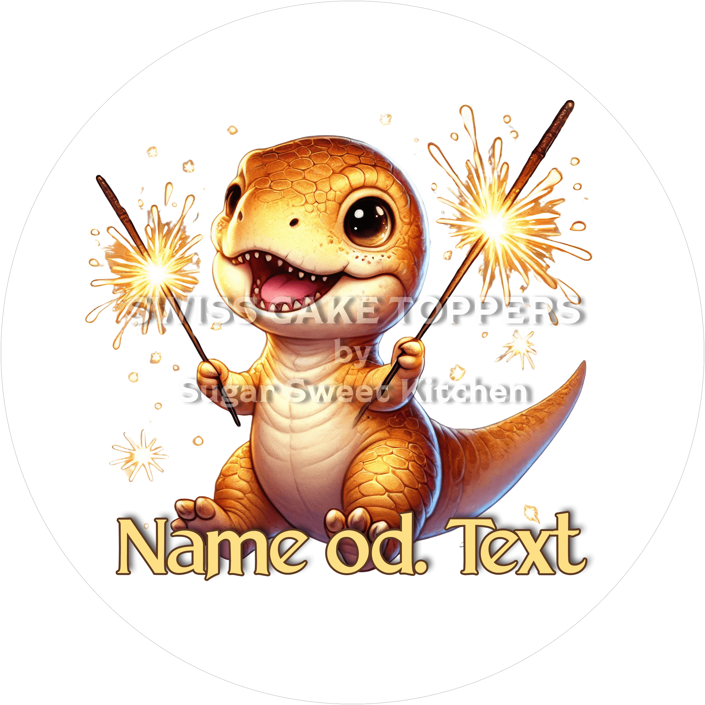 Tortenaufleger süsser Dino10 - personalisiert - Fondant- Torten- & Cupcakeaufleger Sugar Sweet Kitchen