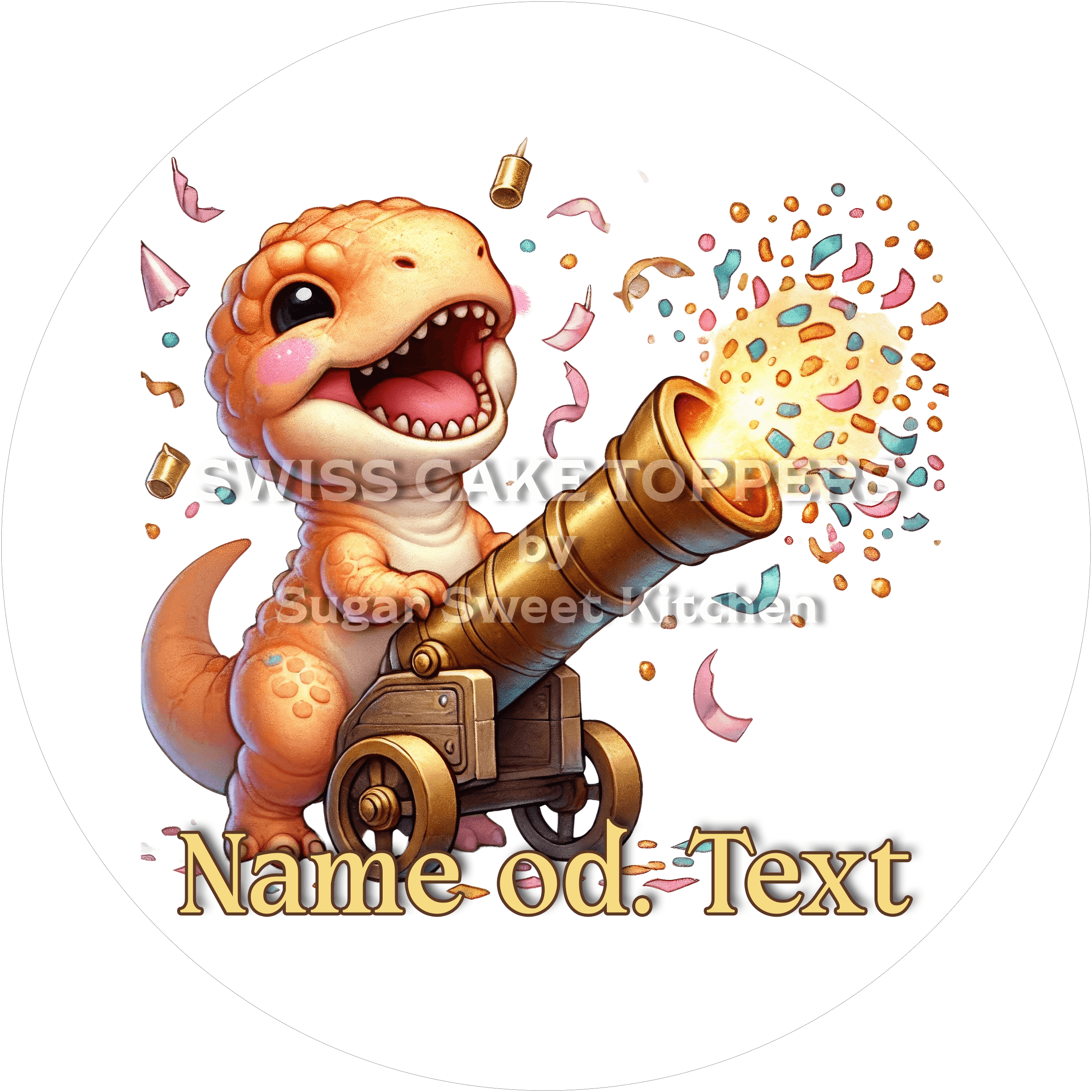 Tortenaufleger süsser Dino6 - personalisiert - Fondant- Torten- & Cupcakeaufleger Sugar Sweet Kitchen