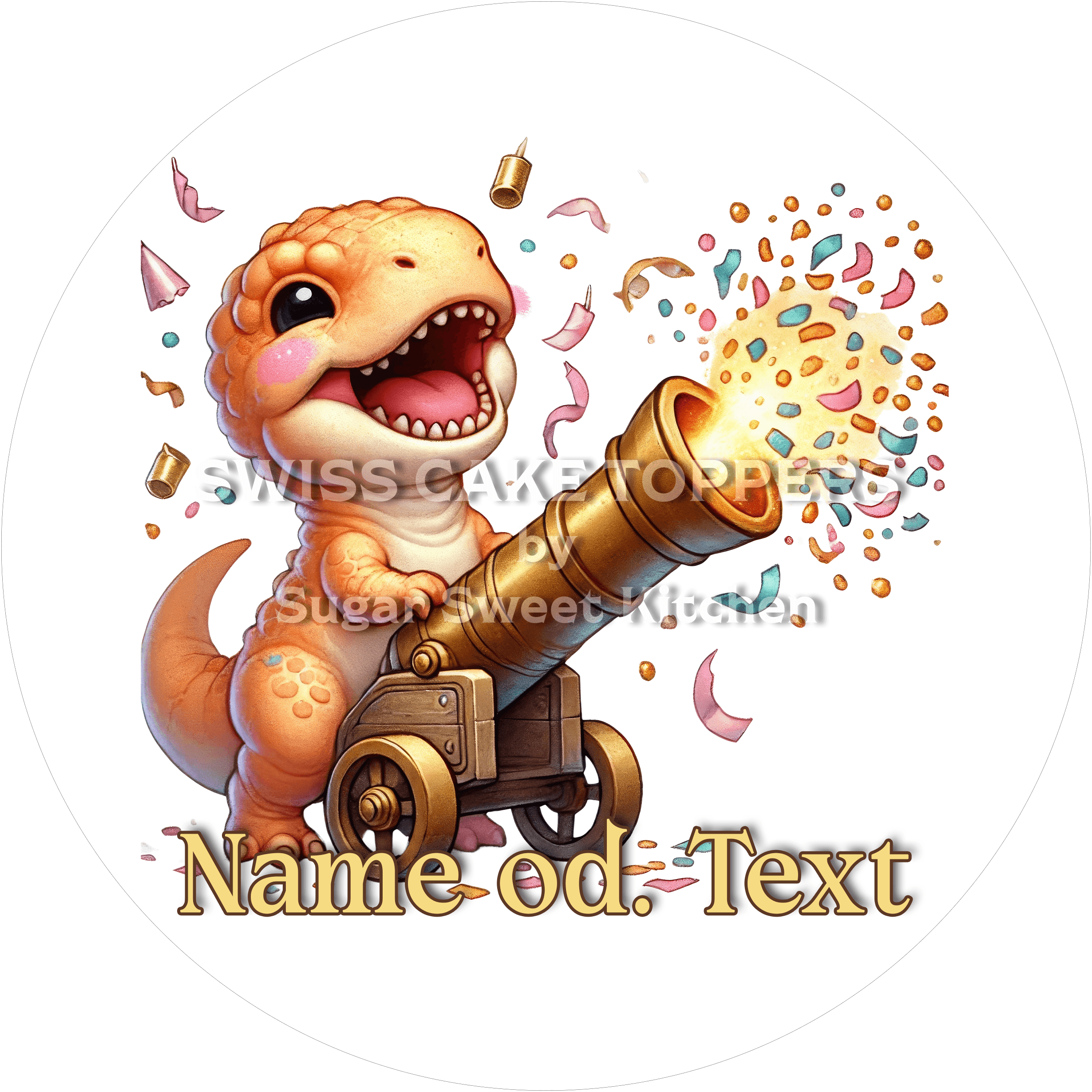 Tortenaufleger süsser Dino6 - personalisiert - Fondant- Torten- & Cupcakeaufleger Sugar Sweet Kitchen
