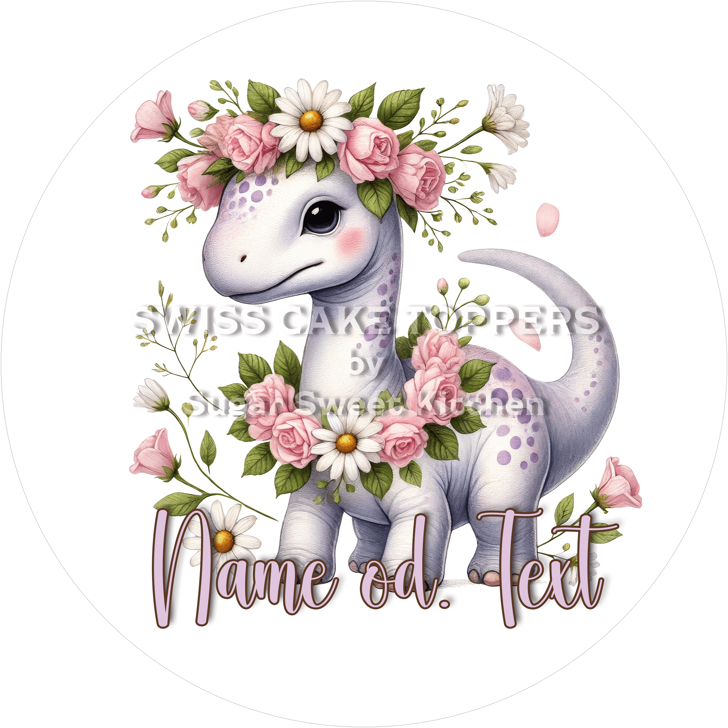 Tortenaufleger süsser Dino8 - personalisiert - Fondant- Torten- & Cupcakeaufleger Sugar Sweet Kitchen