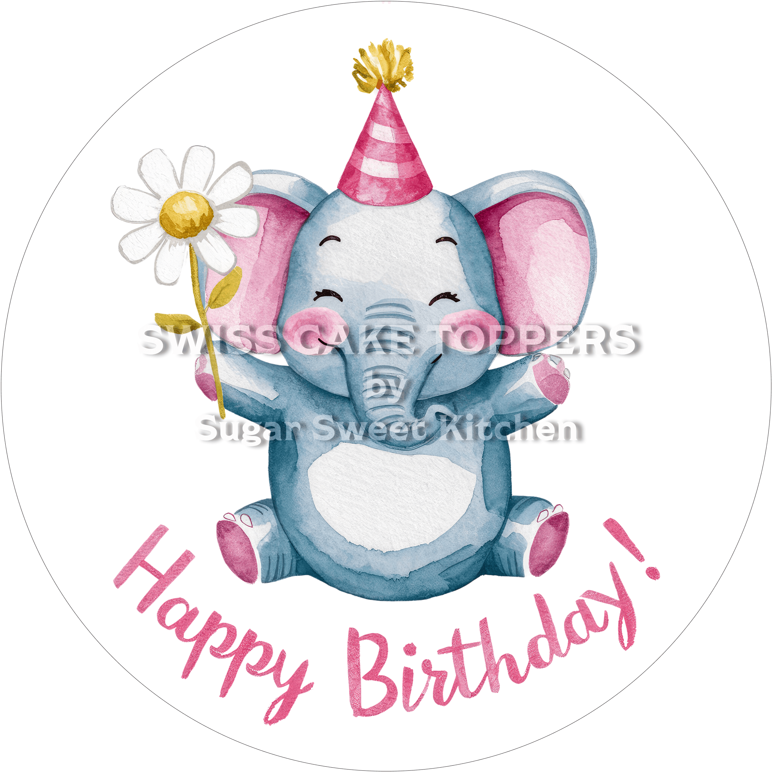 Tortenaufleger süsser Elefant3 - personalisierbar - Fondant- Torten- & Cupcakeaufleger Sugar Sweet Kitchen