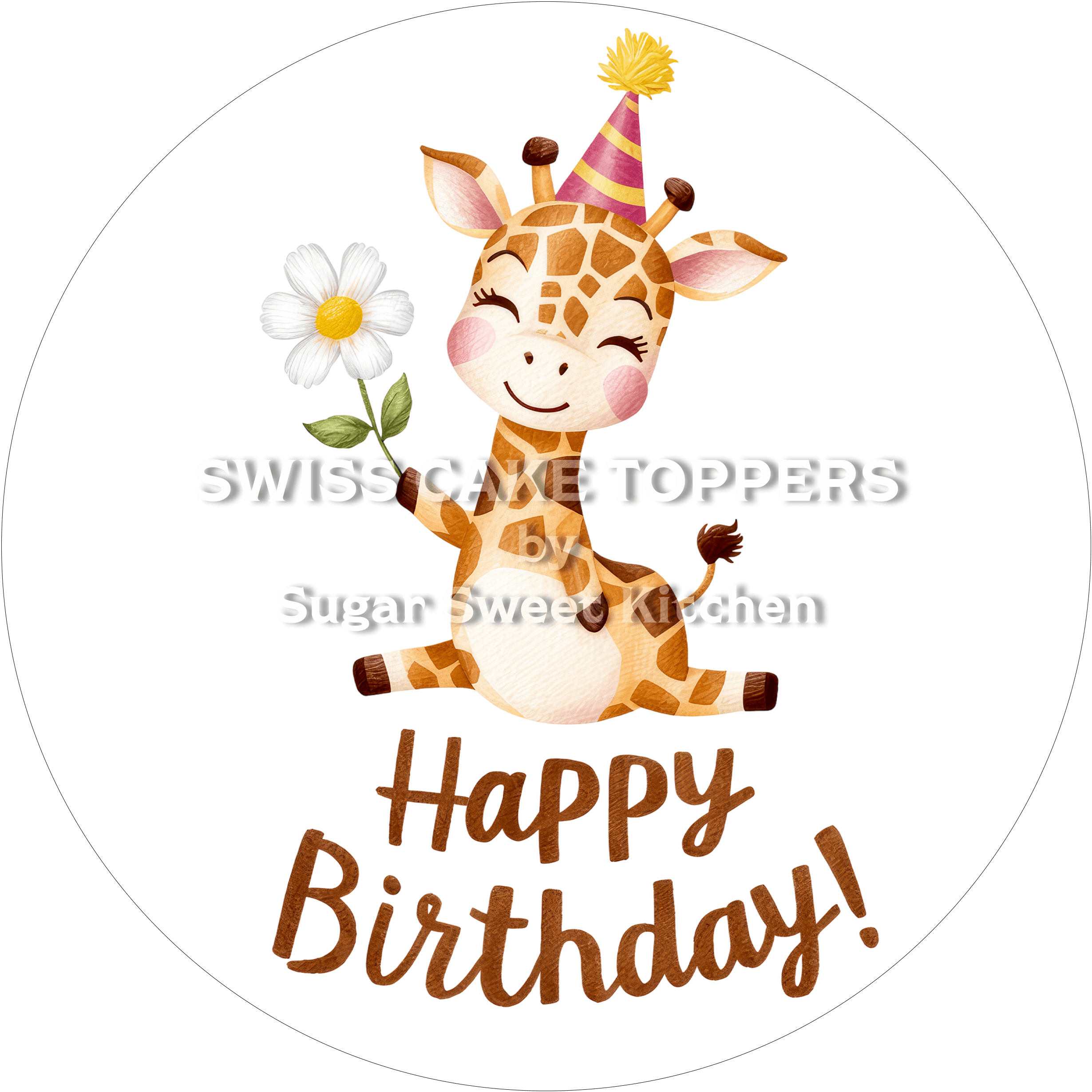 Tortenaufleger süsser Giraffe1 - personalisierbar - Fondant- Torten- & Cupcakeaufleger Sugar Sweet Kitchen
