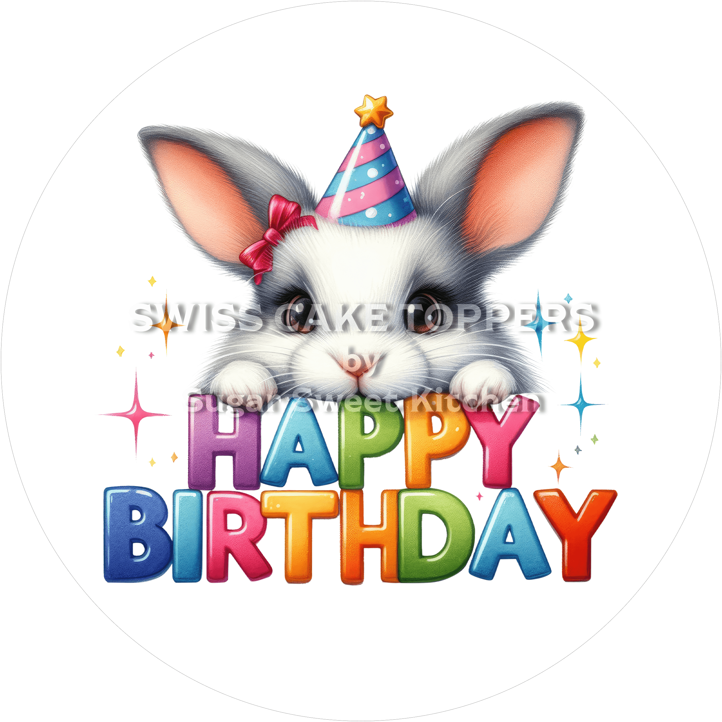 Tortenaufleger süsser Hase2 - personalisierbar - Fondant- Torten- & Cupcakeaufleger Sugar Sweet Kitchen