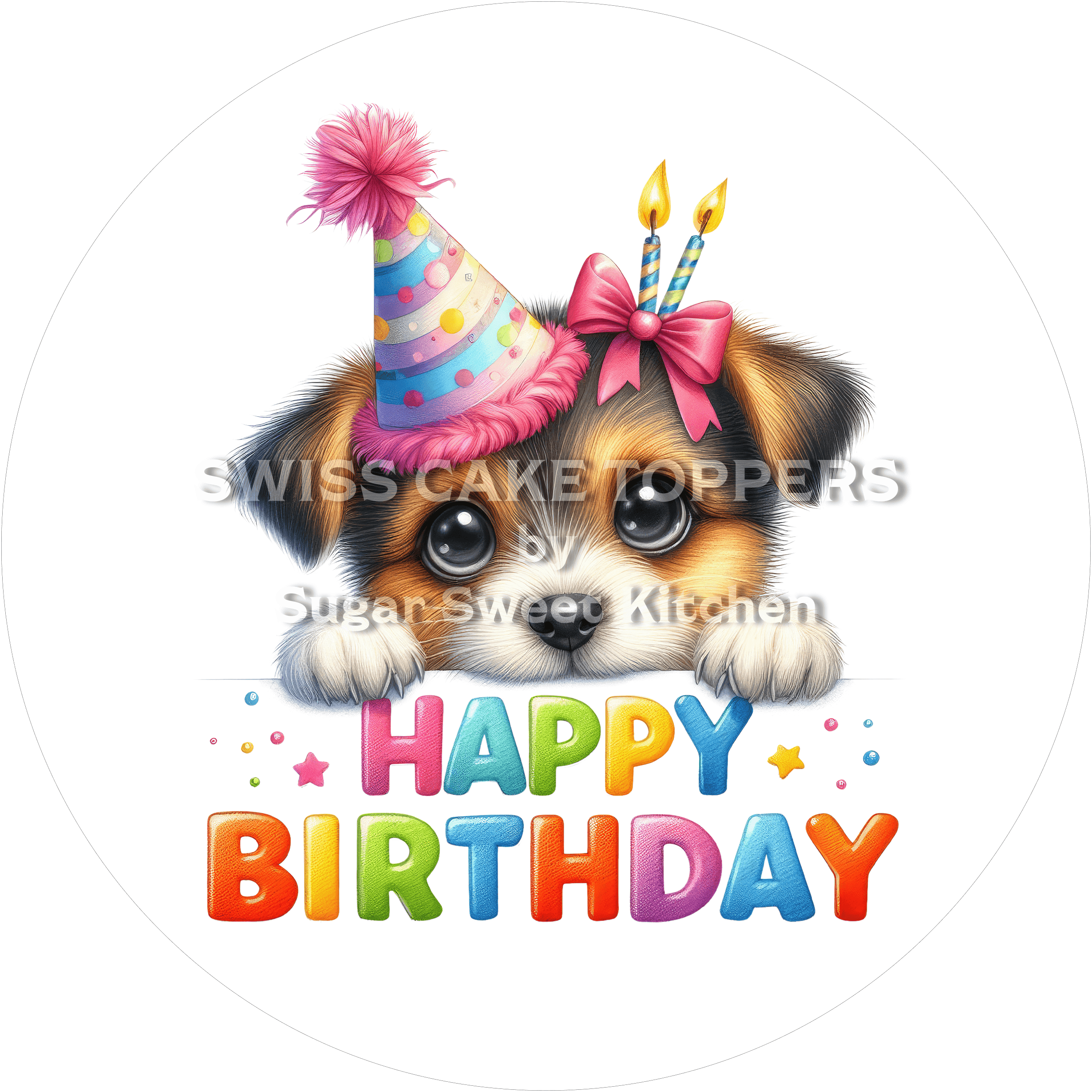 Tortenaufleger süsser Hund6 - personalisierbar - Fondant- Torten- & Cupcakeaufleger Sugar Sweet Kitchen