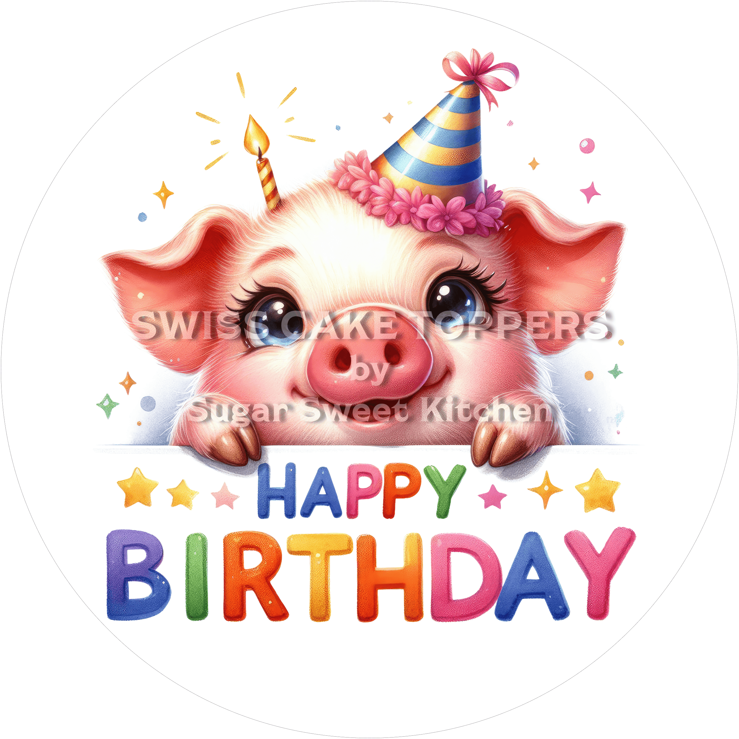 Tortenaufleger süsses Schwein2- personalisierbar - Fondant- Torten- & Cupcakeaufleger Sugar Sweet Kitchen
