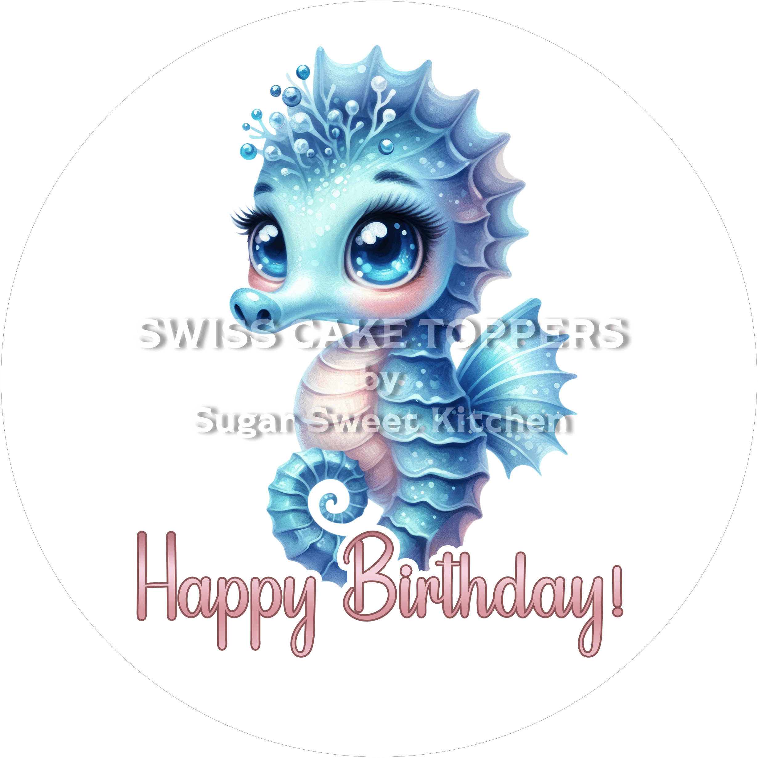Tortenaufleger süsses Seepferd3 - personalisierbar - Fondant- Torten- & Cupcakeaufleger Sugar Sweet Kitchen
