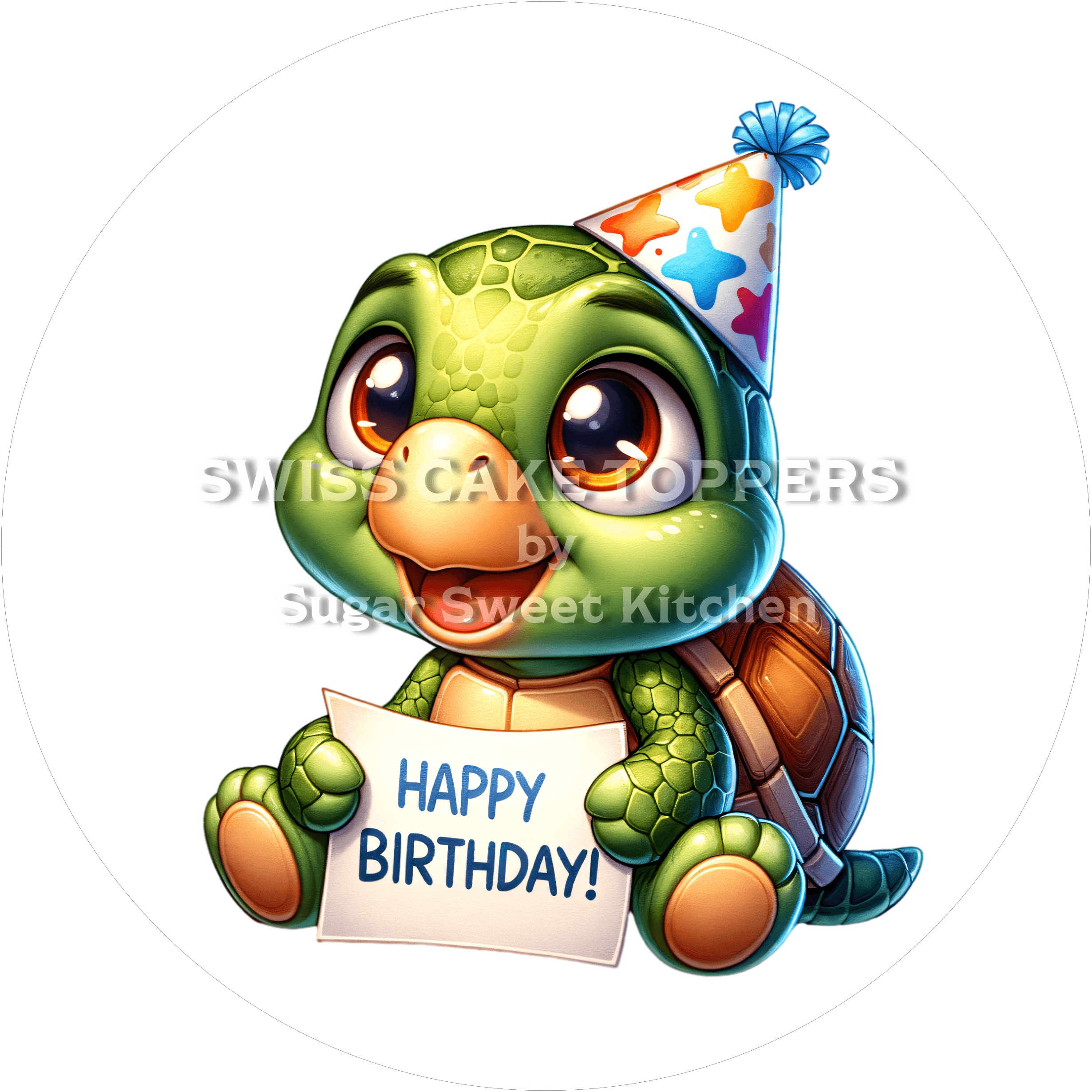 Tortenaufleger Turtle2 - personalisierbar - Fondant- Torten- & Cupcakeaufleger Sugar Sweet Kitchen