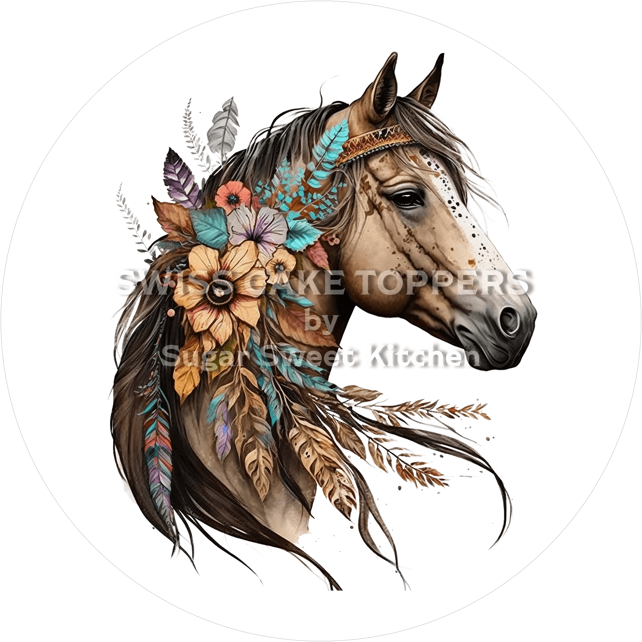Traumhafter Pferde-Tortenaufleger7 - personalisierbar - Fondant- Torten- & Cupcakeaufleger Sugar Sweet Kitchen