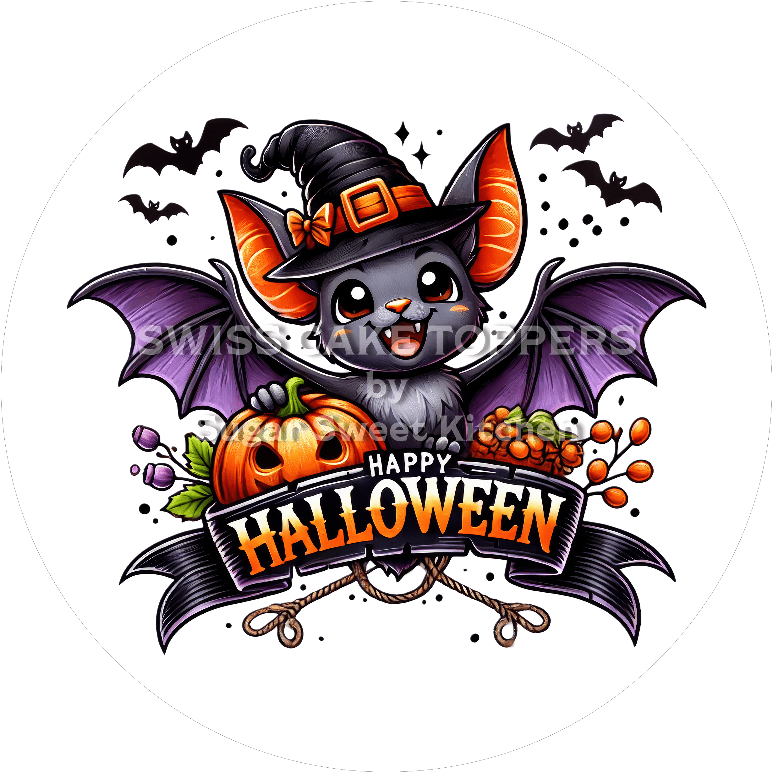 Unheimlich süsser Halloween-Tortenaufleger7 - personalisierbar - Fondant- Torten- & Cupcakeaufleger Sugar Sweet Kitchen