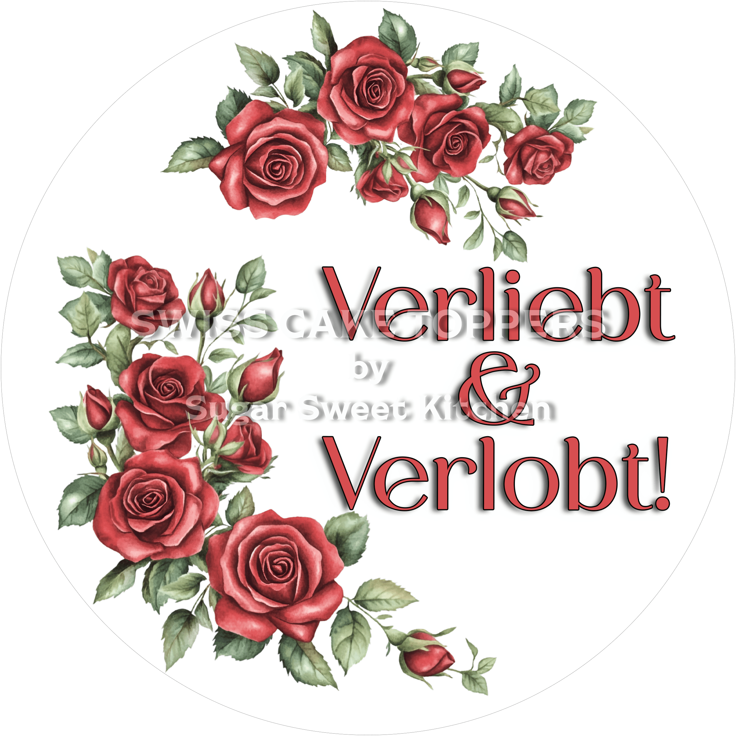 Verlobungs-Tortenaufleger1 - personalisierbar - Fondant- Torten- & Cupcakeaufleger Sugar Sweet Kitchen