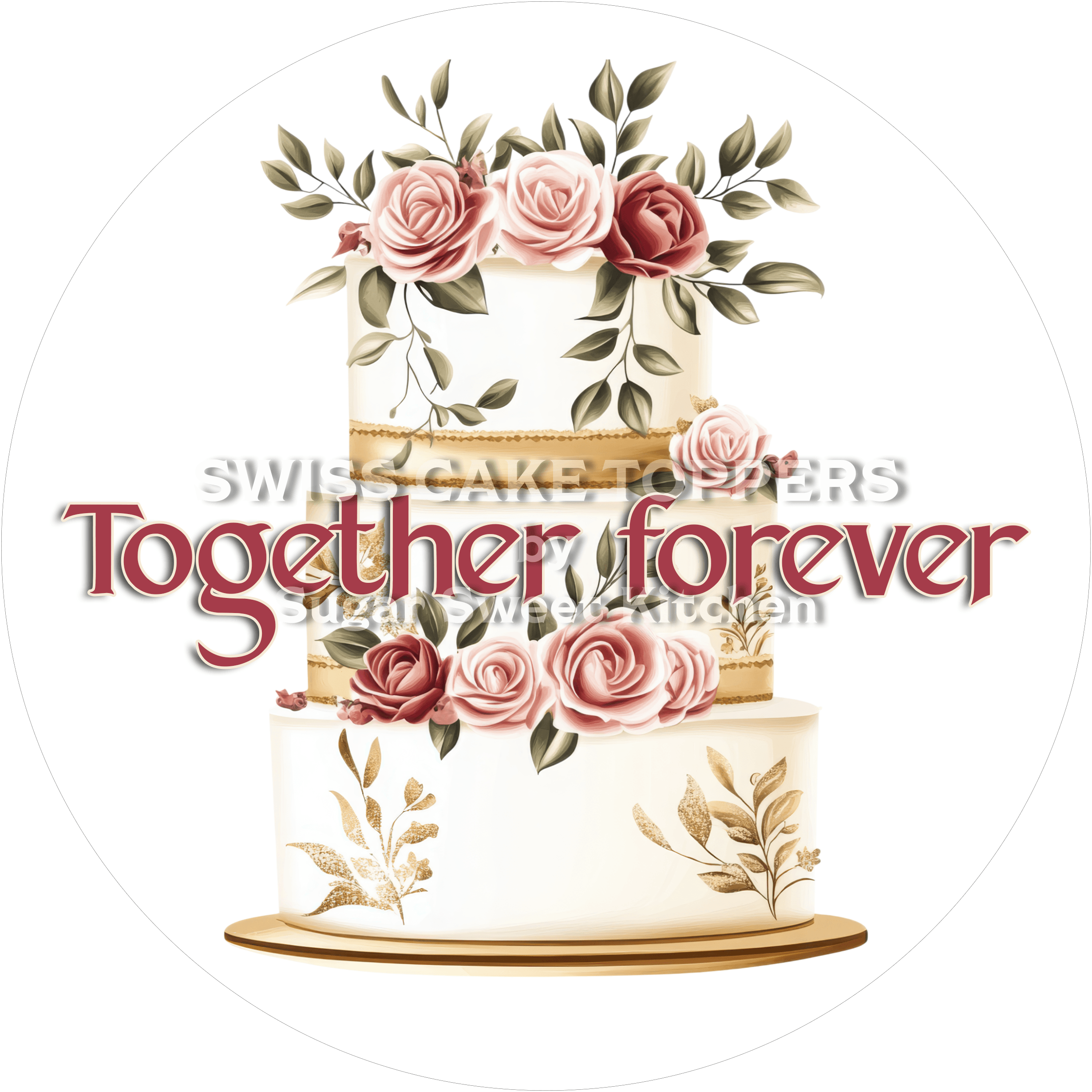 Wedding Vibes Tortenaufleger ’together forever’ - personalisierbar - Fondant- Torten- & Cupcakeaufleger Sugar Sweet