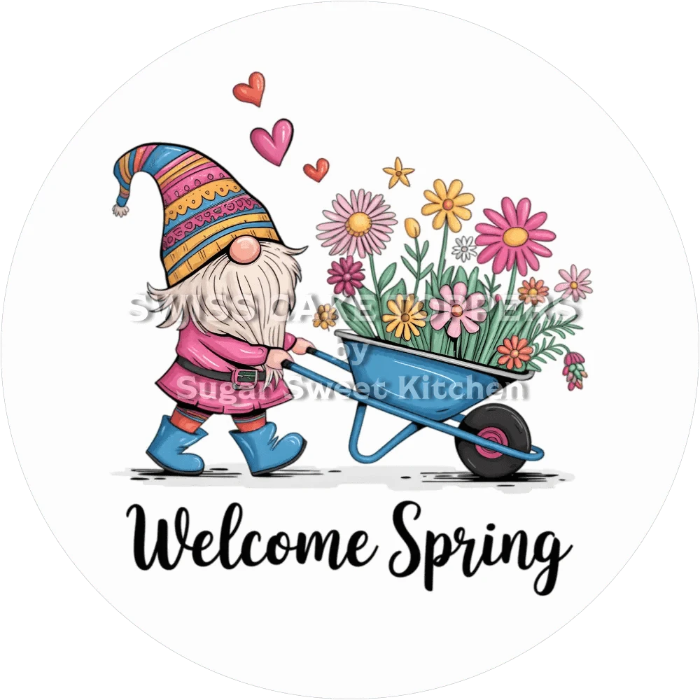 Welcome Spring-Tortenaufleger2 - personalisierbar - Fondant- Torten- & Cupcakeaufleger Sugar Sweet Kitchen