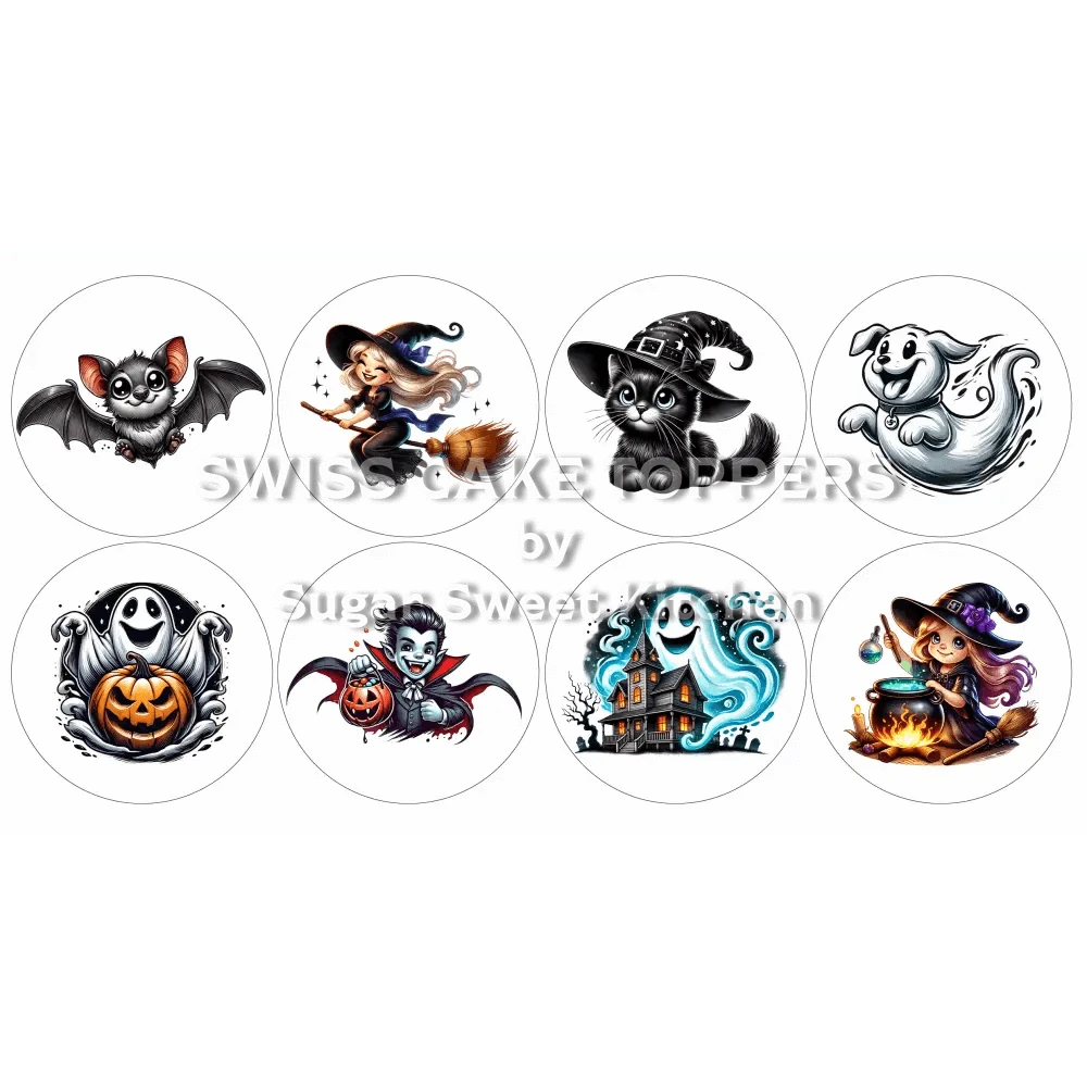 Witzige Halloween-Cupcakes- & Dessertaufleger2 - personalisierbar - Fondant- Torten- Cupcakeaufleger Sugar Sweet Kitchen