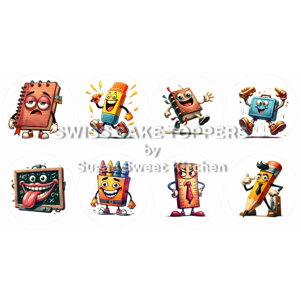 Witzige School-Cupcakes- & Dessertaufleger2 - personalisierbar - Fondant- Torten- Cupcakeaufleger Sugar Sweet Kitchen
