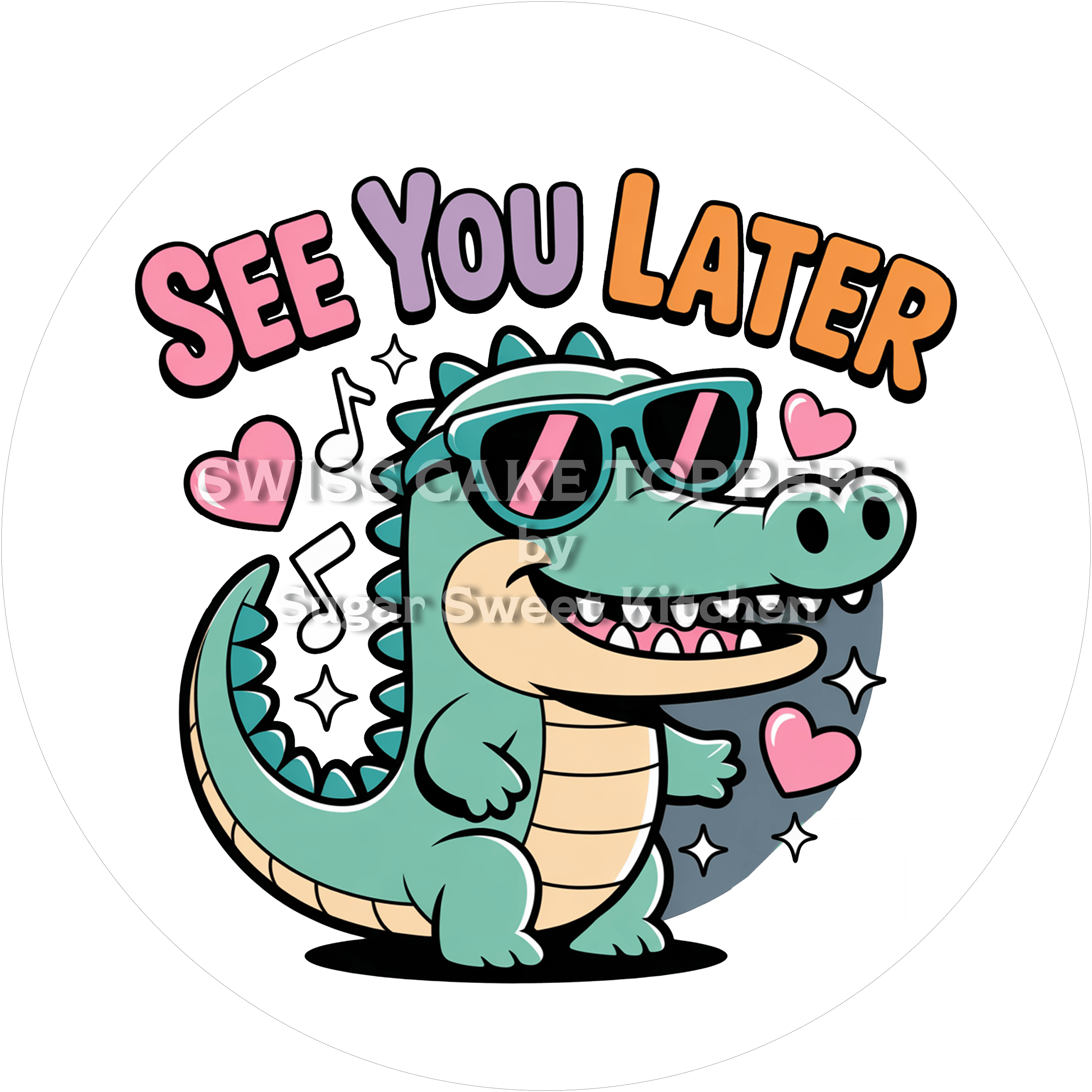 Witziger Abschieds-Tortenaufleger - Bye7 - personalisierbar - Fondant- Torten- & Cupcakeaufleger Sugar Sweet Kitchen