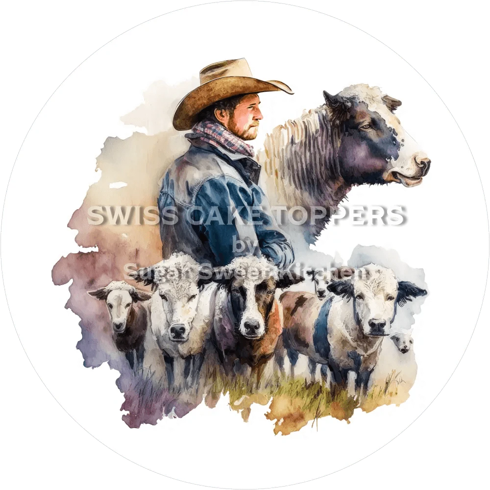 Working Cowboy-Tortenaufleger16 - personalisierbar - Fondant- Torten- & Cupcakeaufleger Sugar Sweet Kitchen
