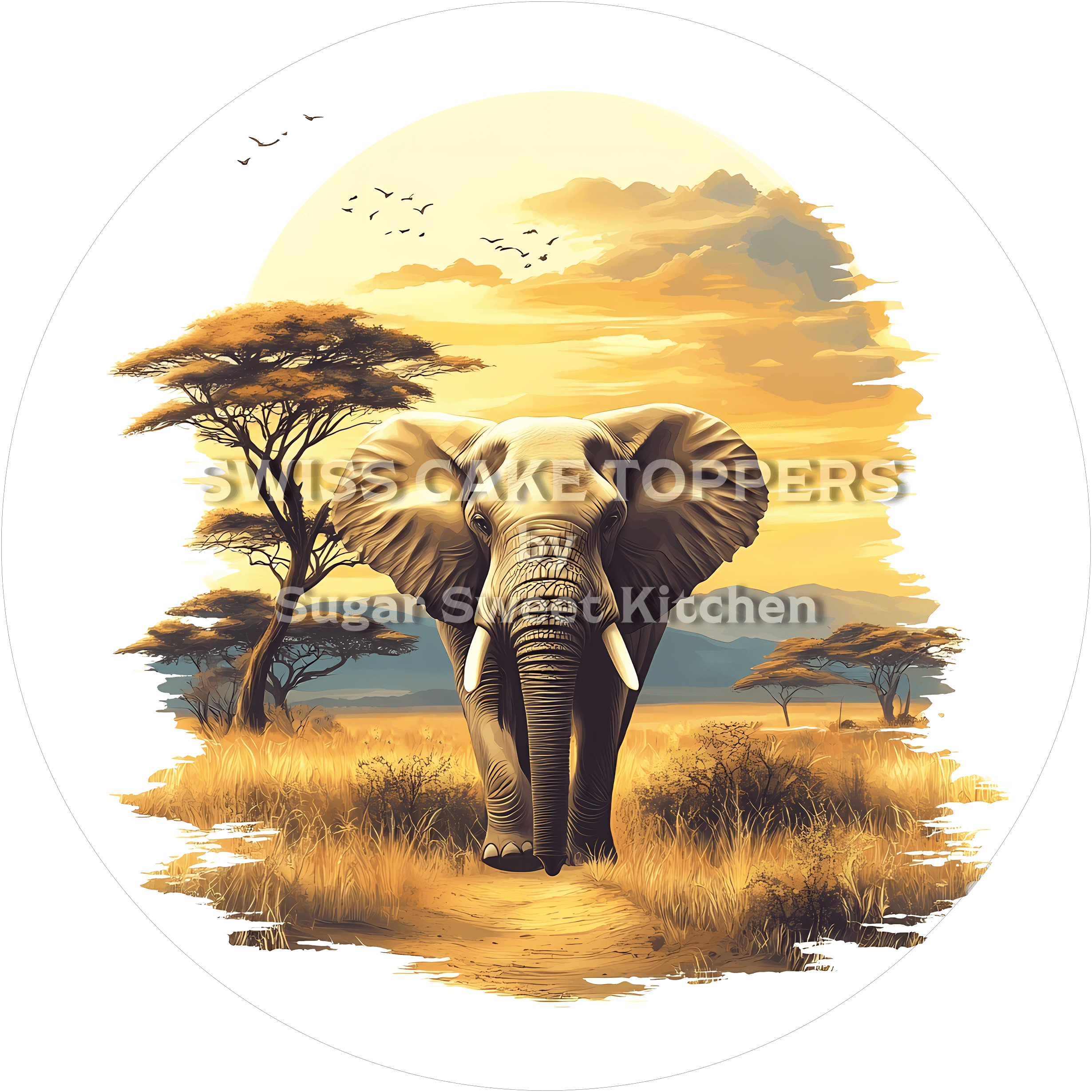 Wunderschöner Elefanten-Tortenaufleger4 - personalisierbar - Fondant- Torten- & Cupcakeaufleger Sugar Sweet Kitchen