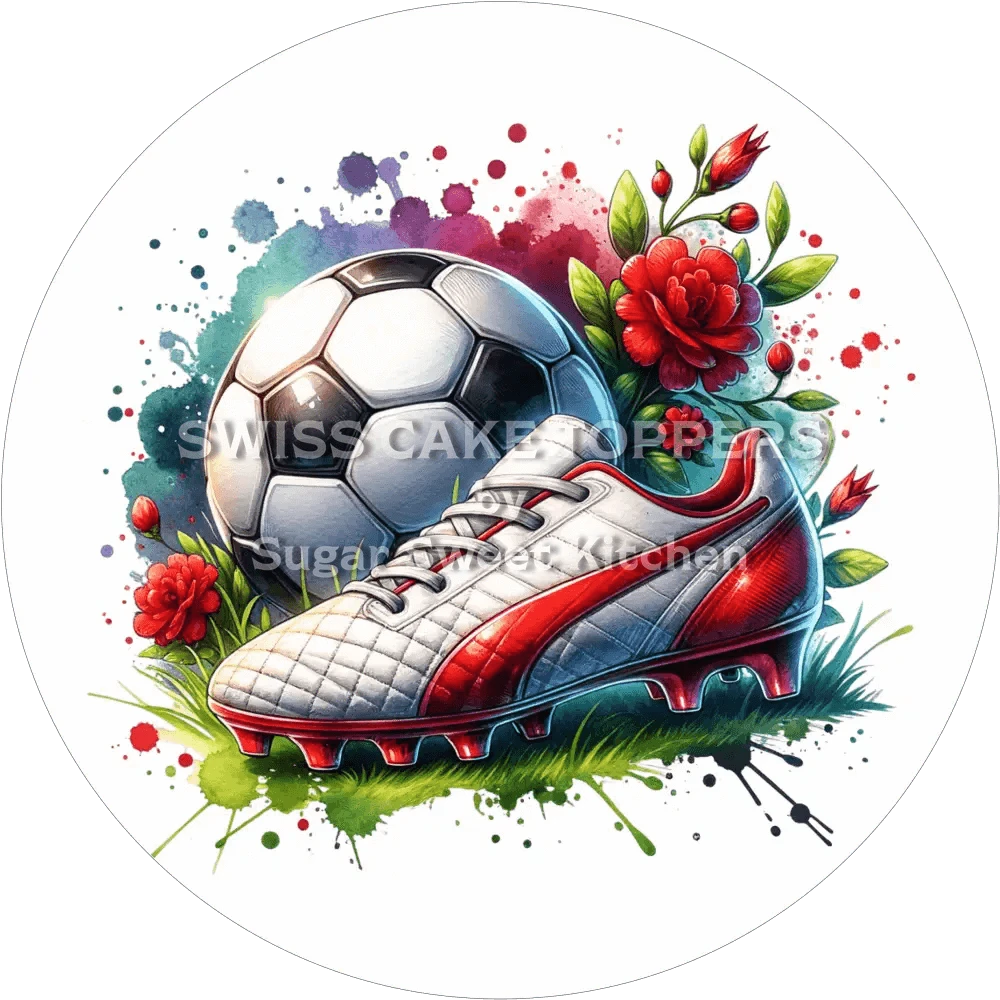 Wunderschöner Fussball-Tortenaufleger5 - personalisierbar - Fondant- Torten- & Cupcakeaufleger Sugar Sweet Kitchen