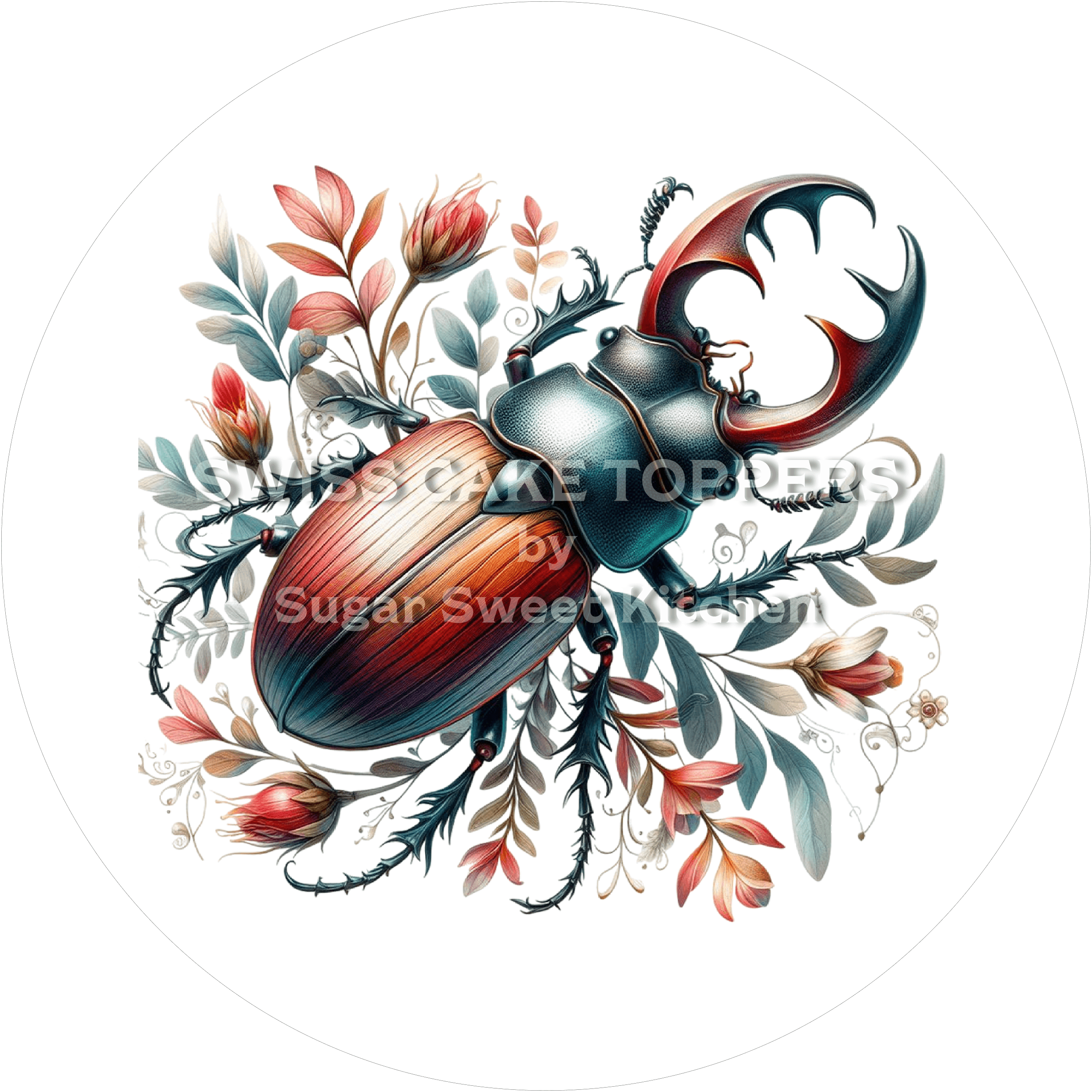 Wunderschöner Käfer-Tortenaufleger6 - personalisierbar - Fondant- Torten- & Cupcakeaufleger Sugar Sweet Kitchen