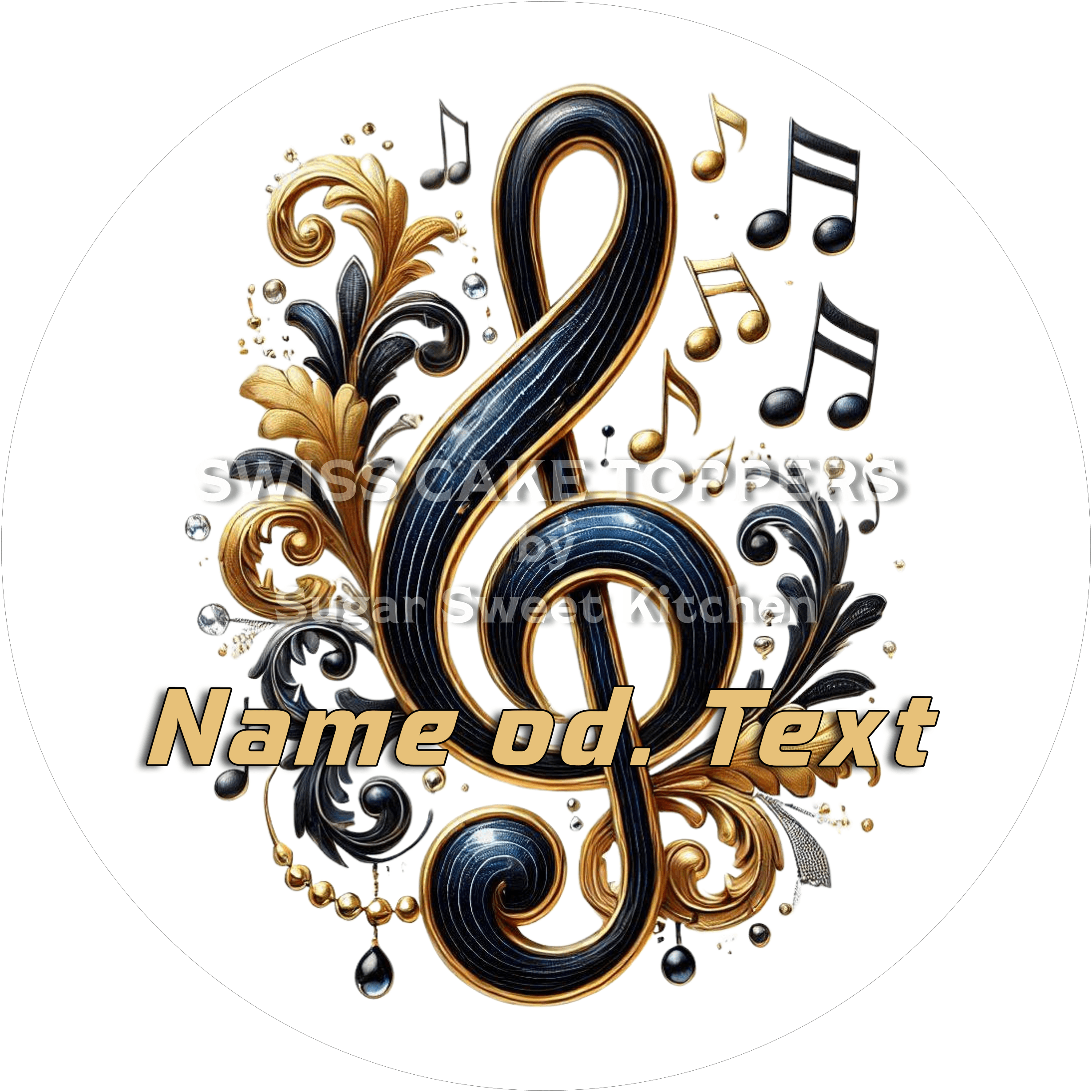 Wunderschöner Musik-Tortenaufleger12 mit Namen - Fondant- Torten- & Cupcakeaufleger Sugar Sweet Kitchen
