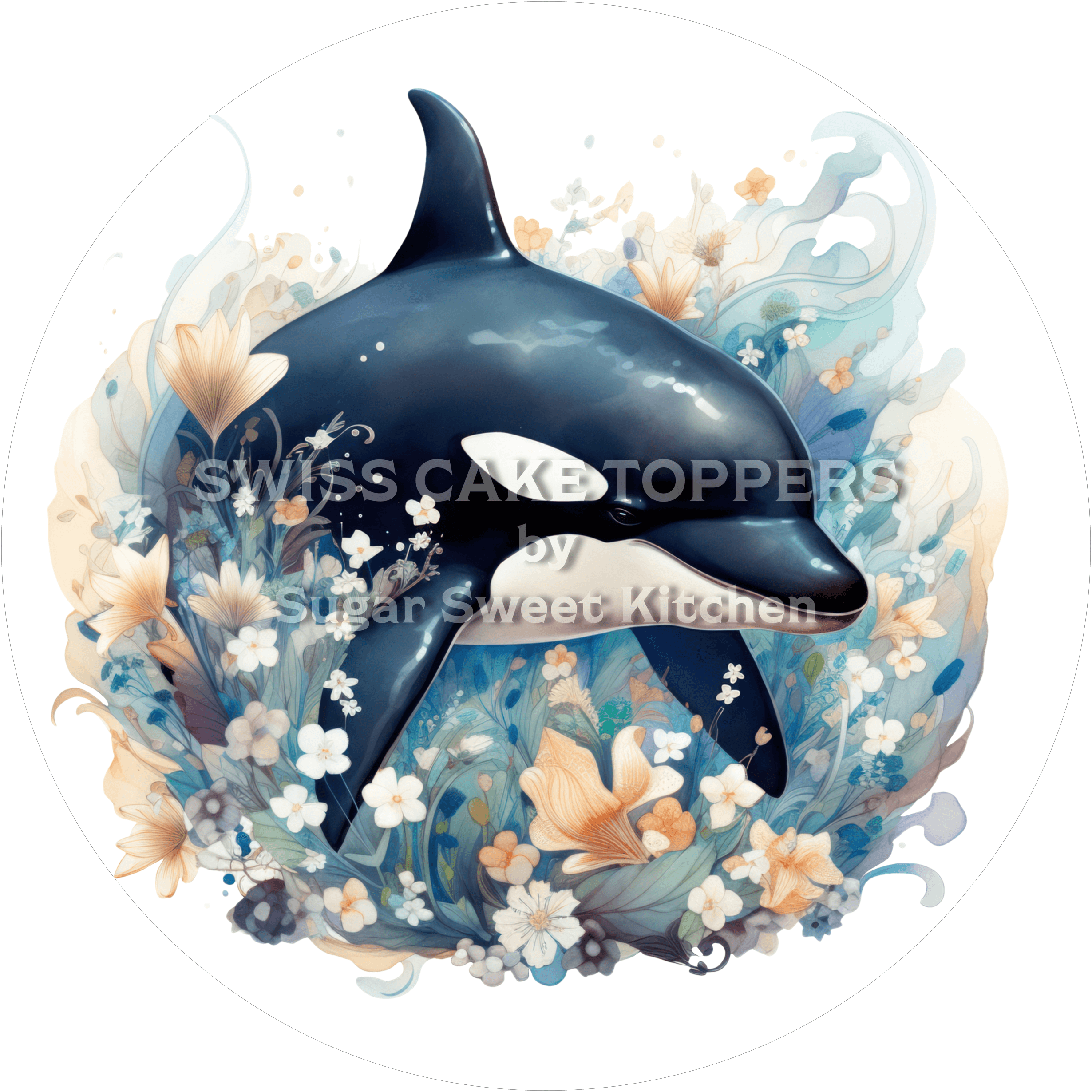 Wunderschöner Orca-Tortenaufleger2 - personalisierbar - Fondant- Torten- & Cupcakeaufleger Sugar Sweet Kitchen